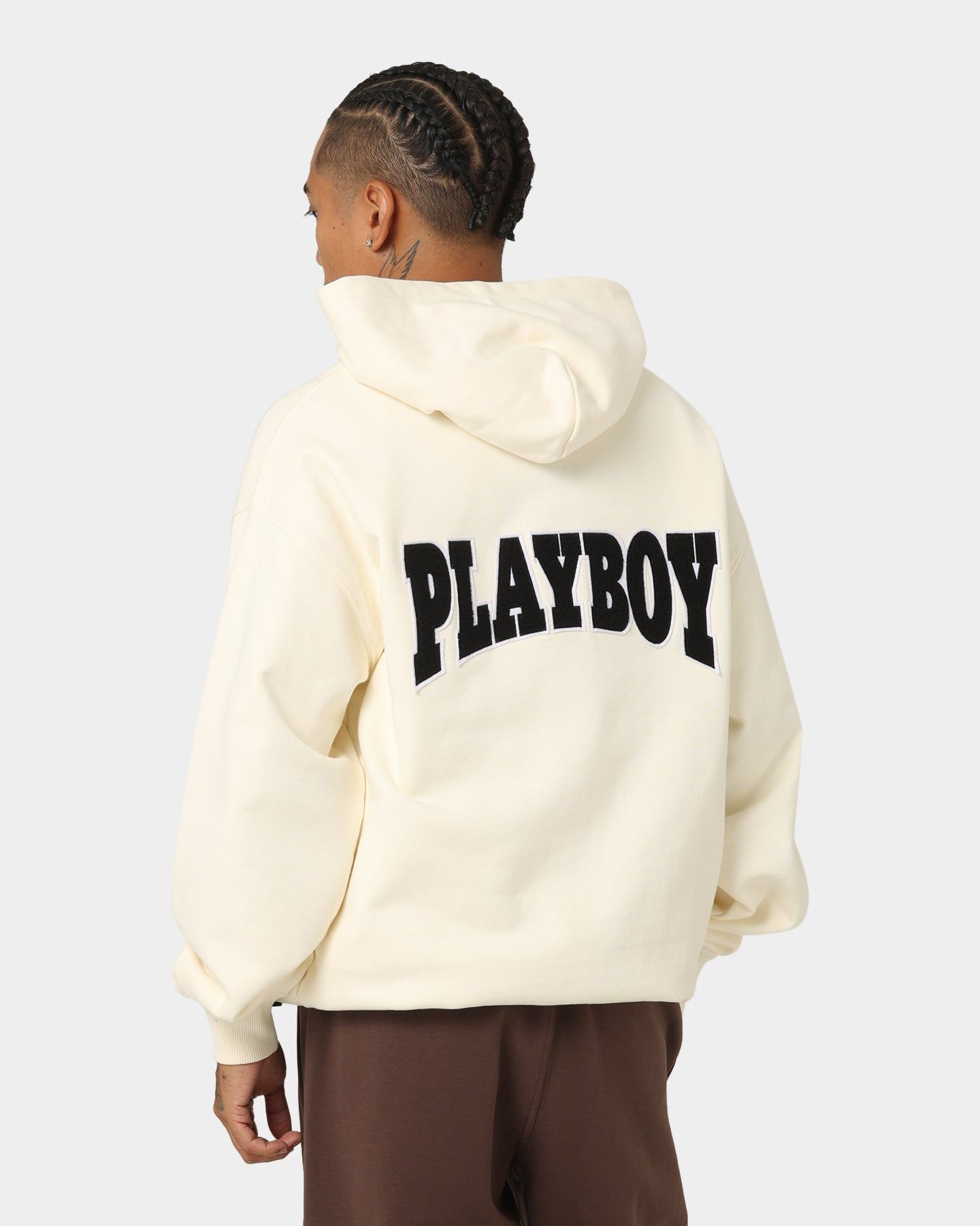 Playboy By CK Full Zip Varsity Hoodie Off White sold by Culture Kings product image thumbnail 5