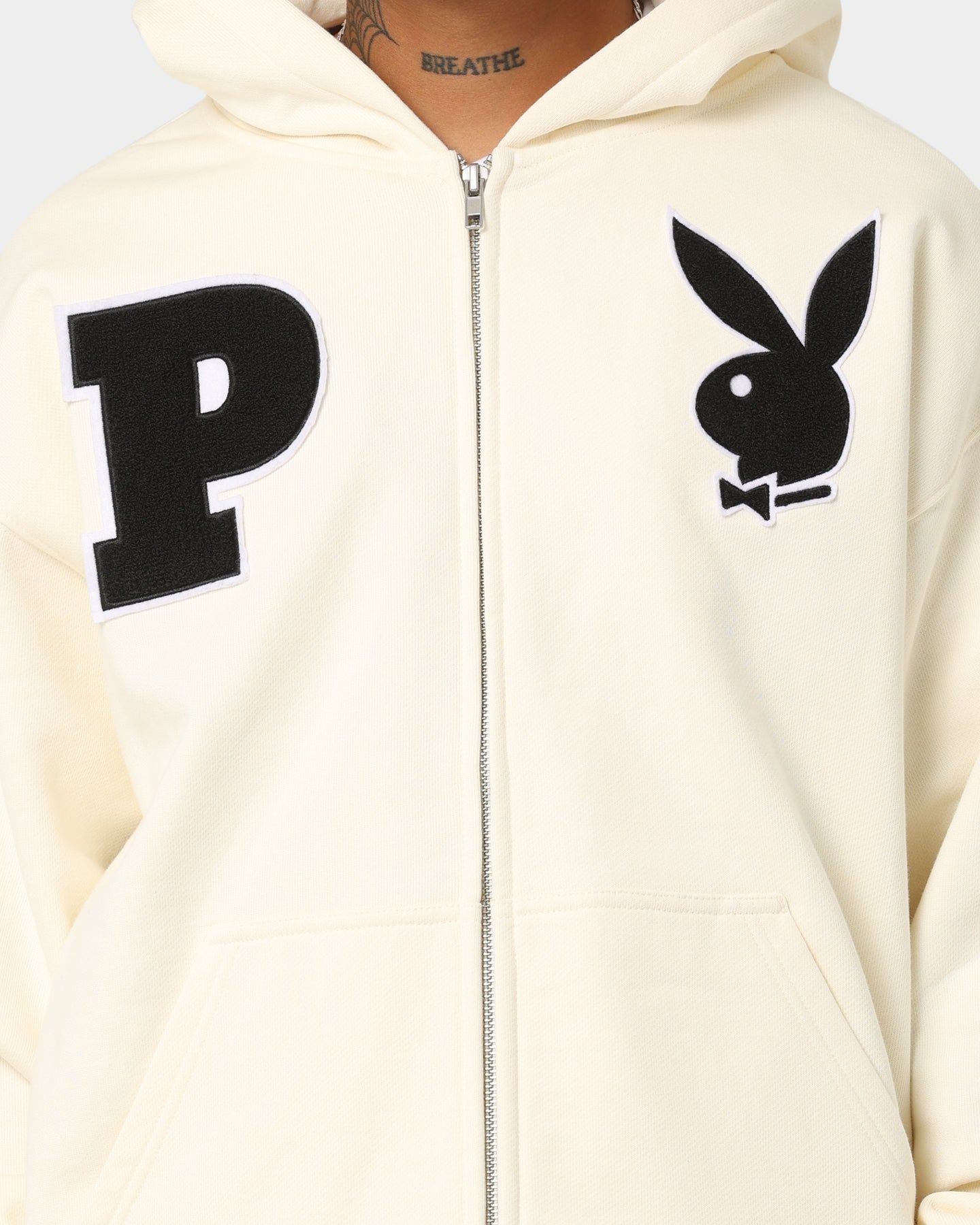 Playboy By CK Full Zip Varsity Hoodie Off White sold by Culture Kings product image thumbnail 8
