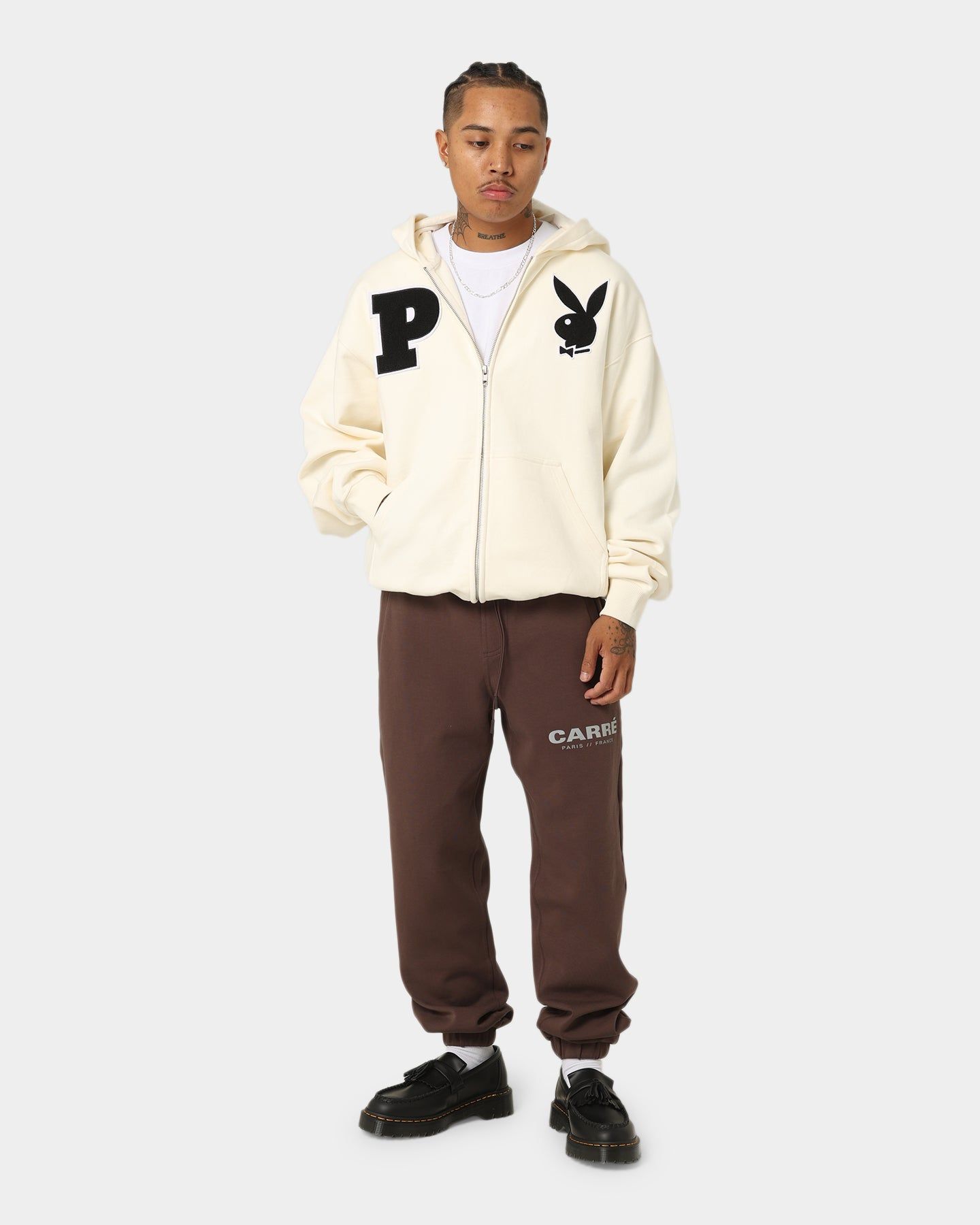 Playboy By CK Full Zip Varsity Hoodie Off White sold by Culture Kings product image thumbnail 6