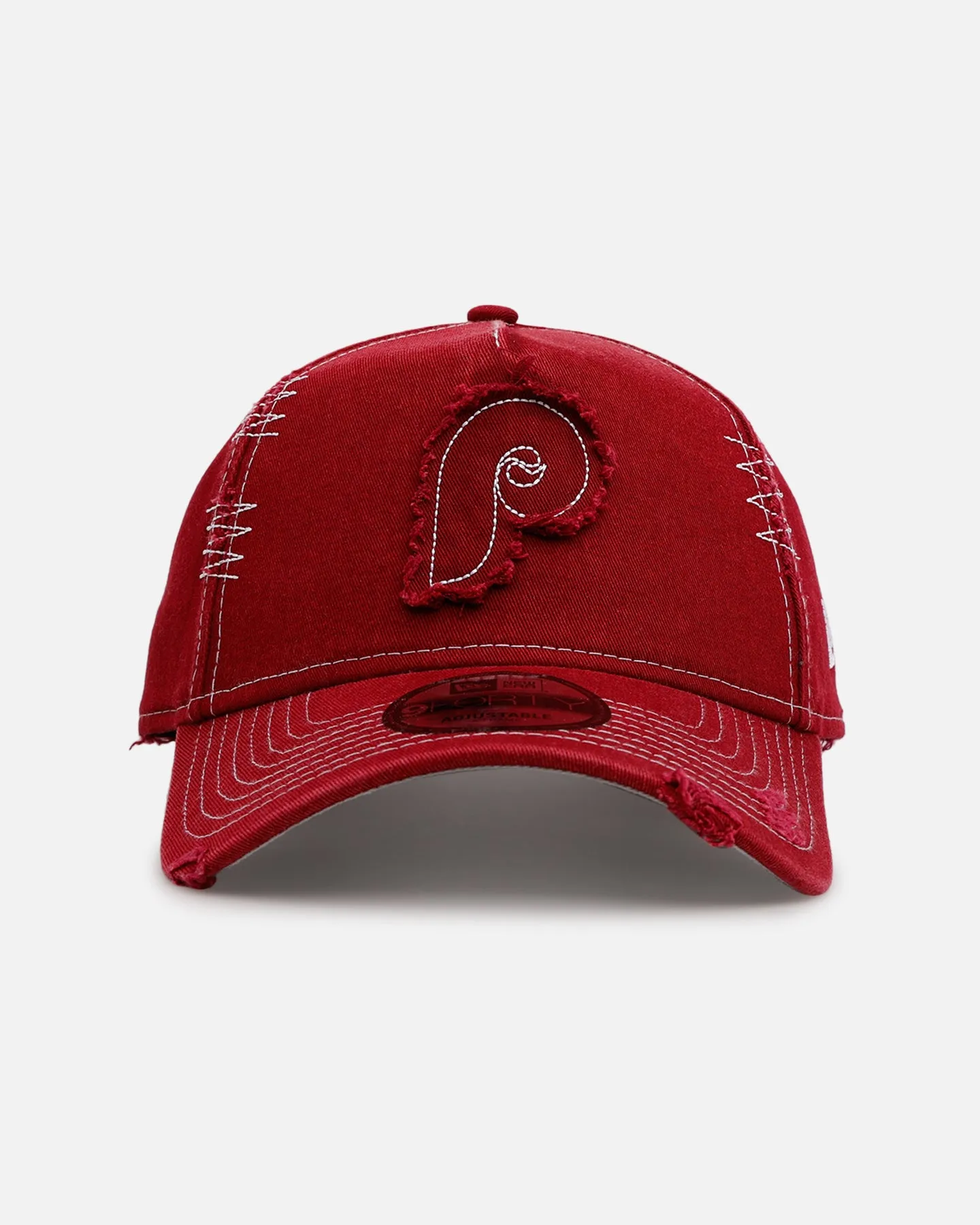 New Era Philadelphia Phillies 'Distressed And Worn' 9FORTY A-Frame Casual Strapback Burgundy sold by Culture Kings