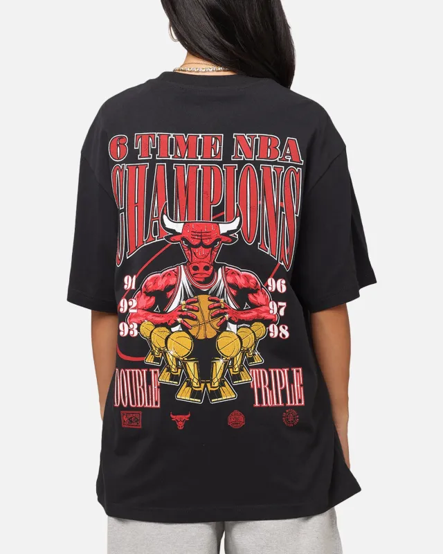 Mitchell & Ness Chicago Bulls 6-Time NBA Champions T-Shirt Faded Black sold by Culture Kings