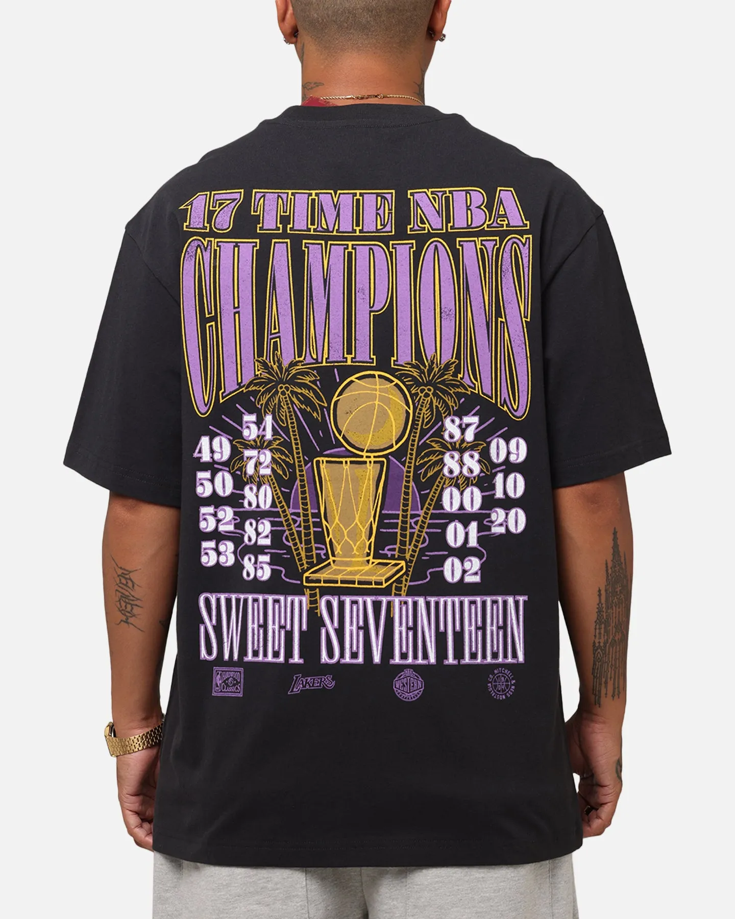 Mitchell & Ness Los Angeles Lakers 17-Time NBA Champions T-Shirt Faded Black sold by Culture Kings