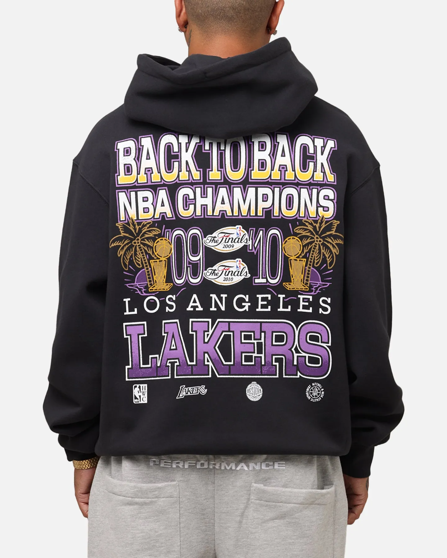 Mitchell & Ness Los Angeles Lakers Back To Back Hoodie Faded Black sold by Culture Kings