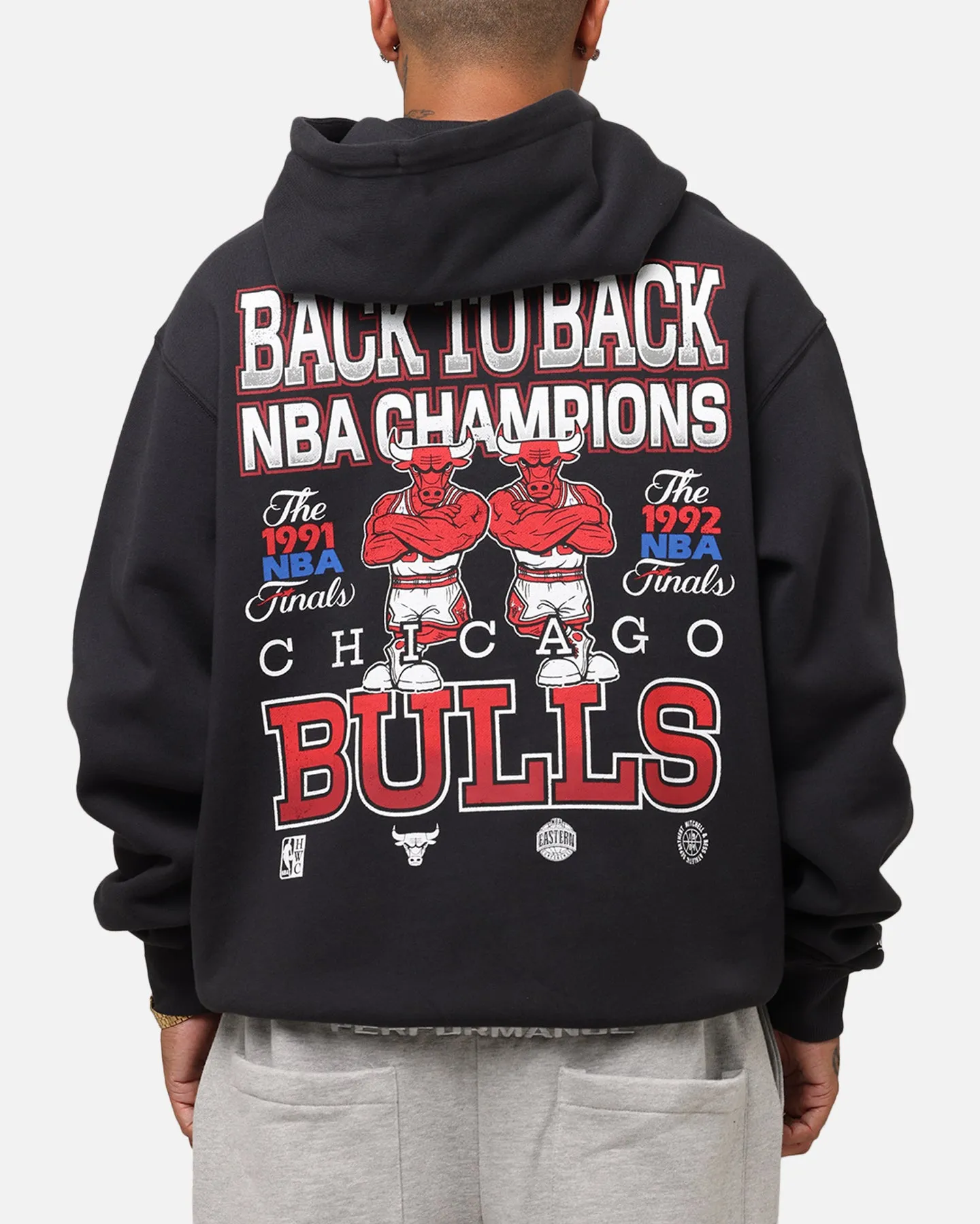 Mitchell & Ness Chicago Bulls Back To Back Hoodie Faded Black sold by Culture Kings