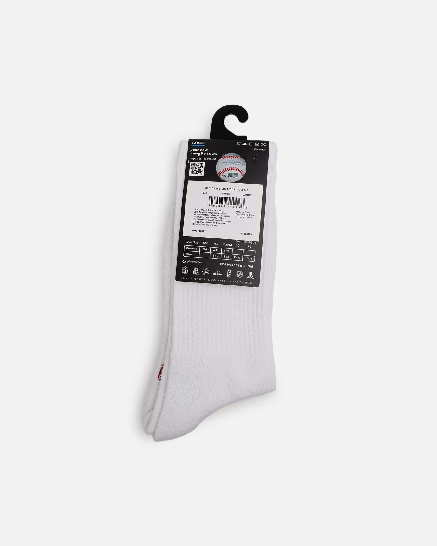Pro Compression Los Angeles Dodgers Gothic Script Crew Sock White sold by Culture Kings product image thumbnail 5