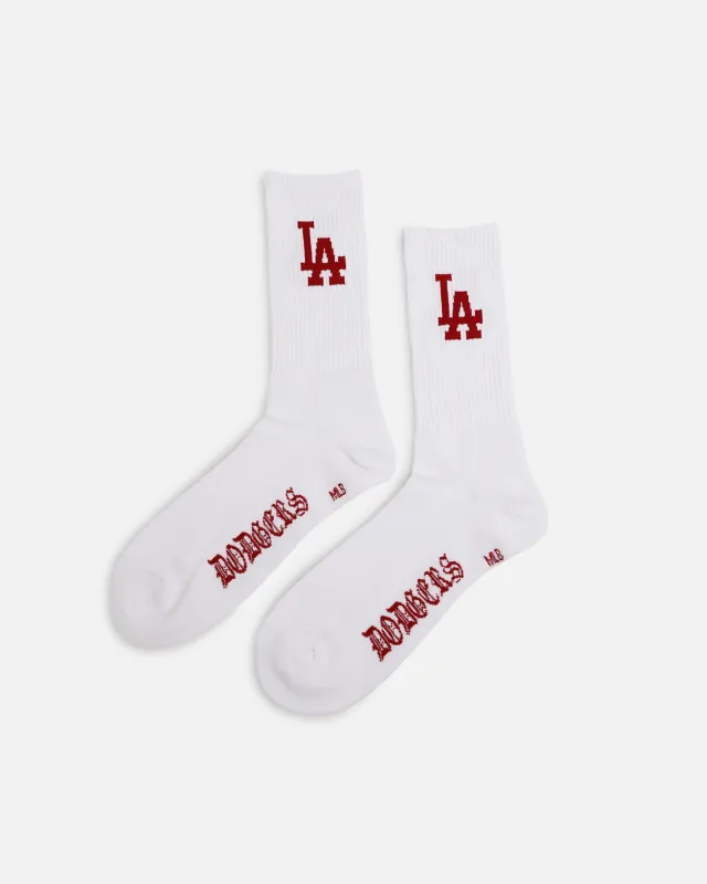 Pro Compression Los Angeles Dodgers Gothic Script Crew Sock White sold by Culture Kings