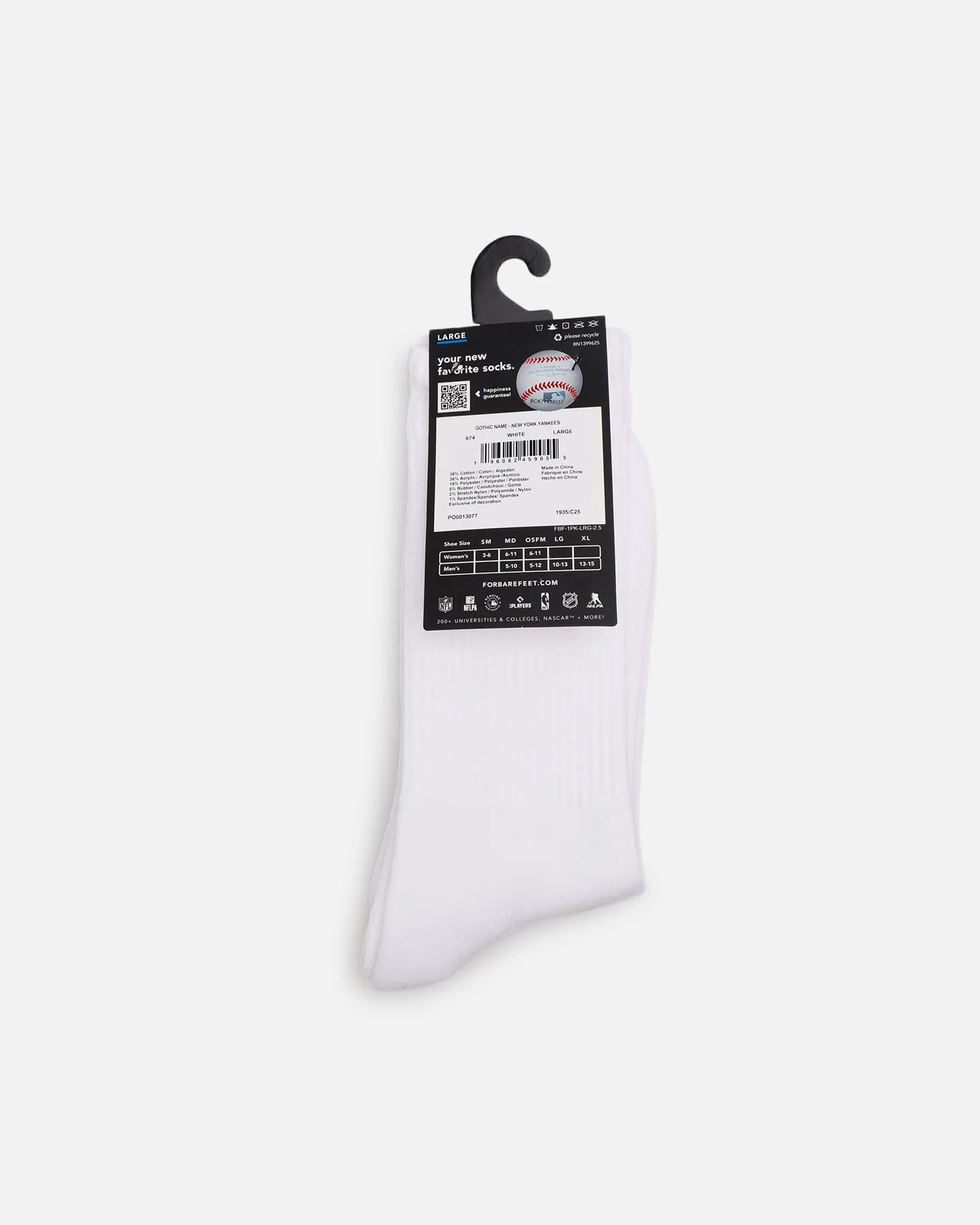 Pro Compression New York Yankees Gothic Script Crew Sock White sold by Culture Kings product image thumbnail 5