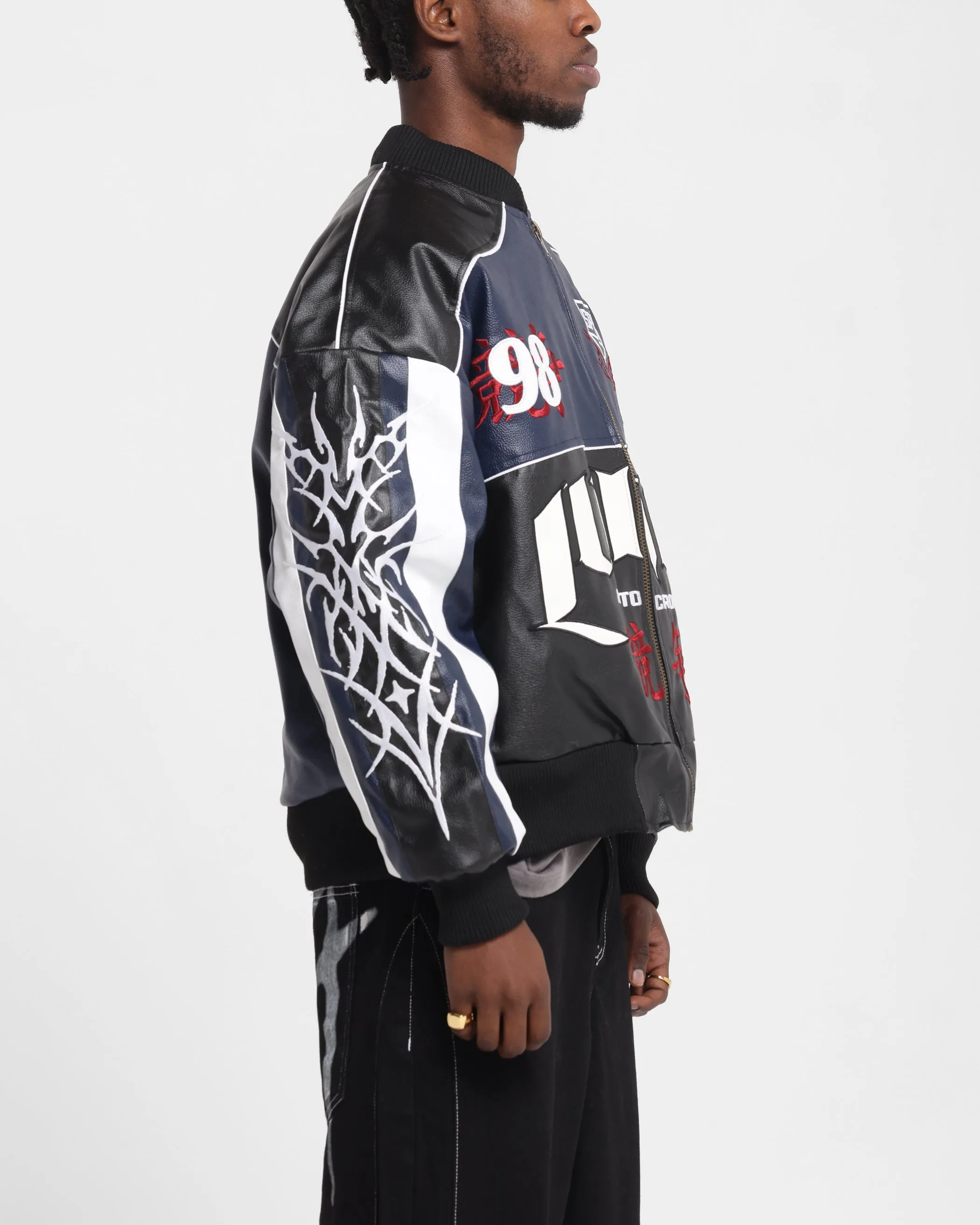 Loiter Tokyo Drift Vegan Leather Jacket Navy sold by Culture Kings product image thumbnail 5