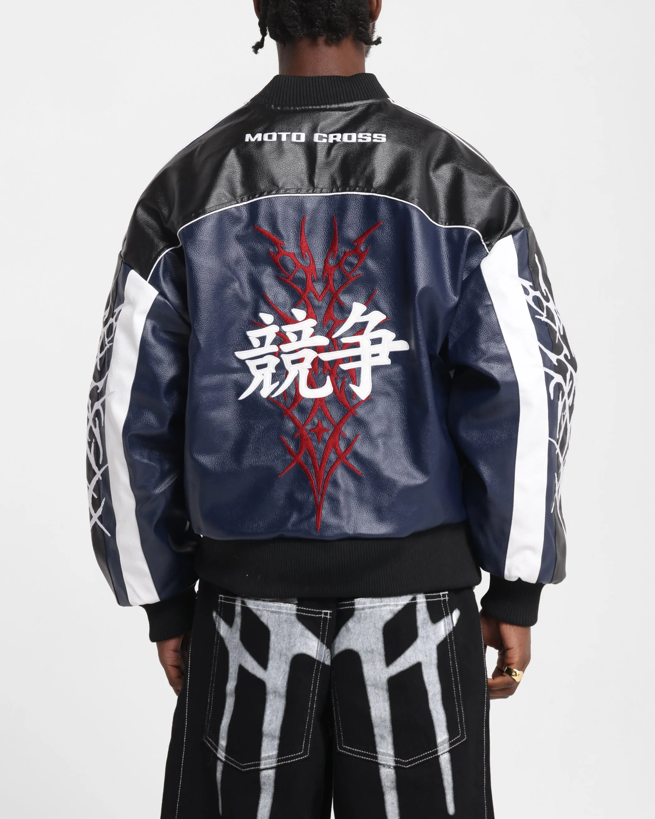 Loiter Tokyo Drift Vegan Leather Jacket Navy sold by Culture Kings product image thumbnail 2