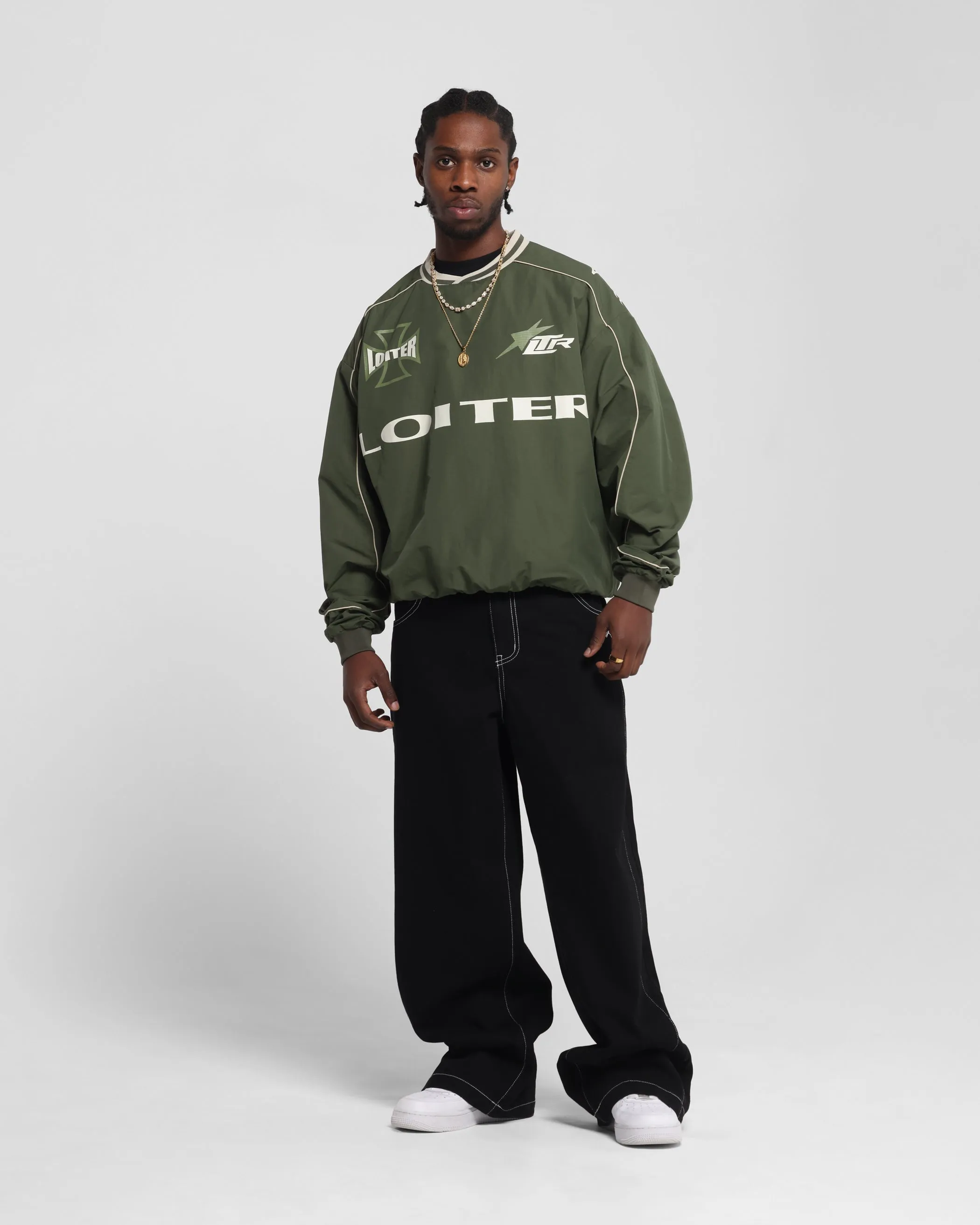 Loiter Racer Nylon Jersey Crewneck Dark Green sold by Culture Kings product image thumbnail 3