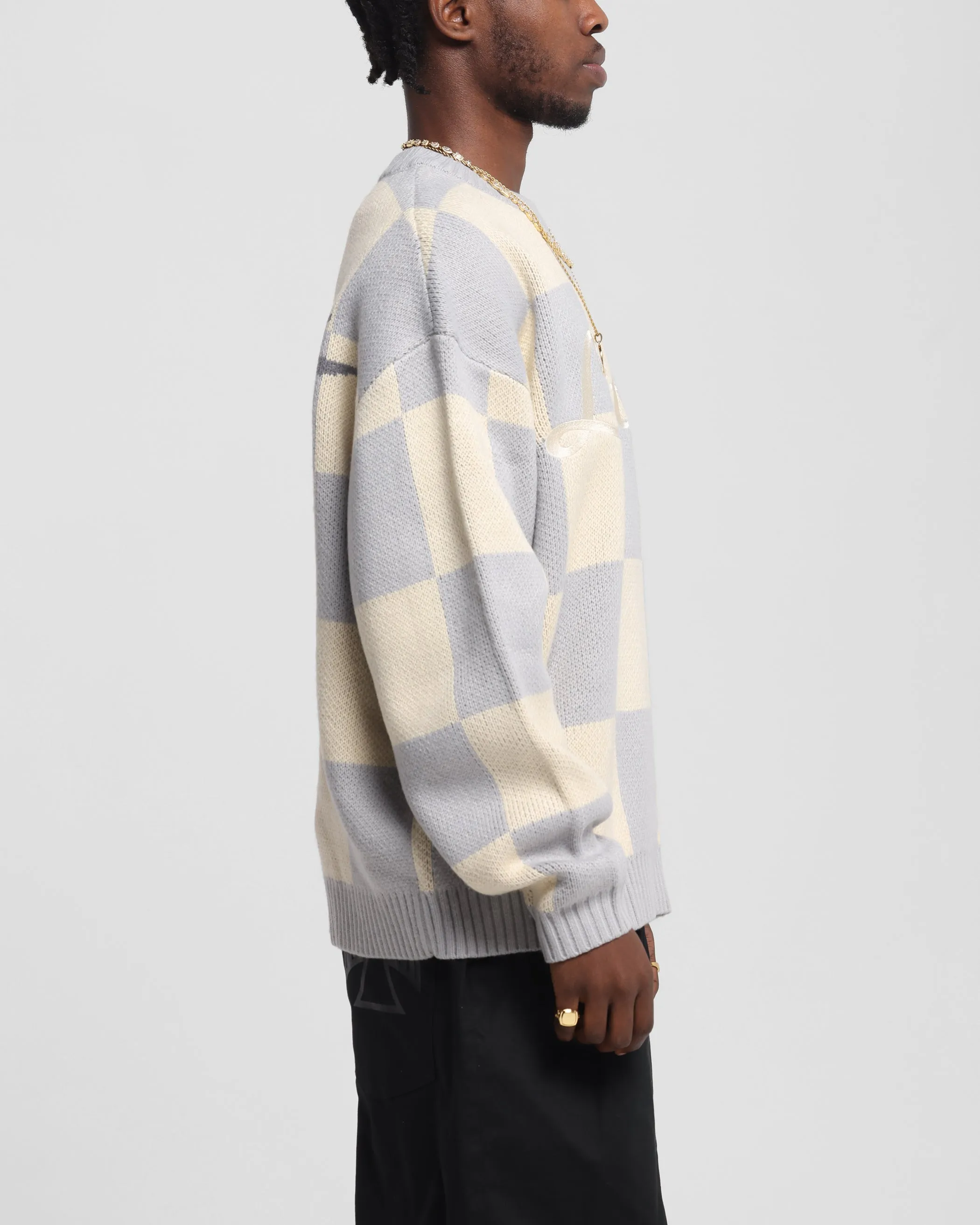 Loiter Checker Knit Sweater Grey/Off White sold by Culture Kings product image thumbnail 5