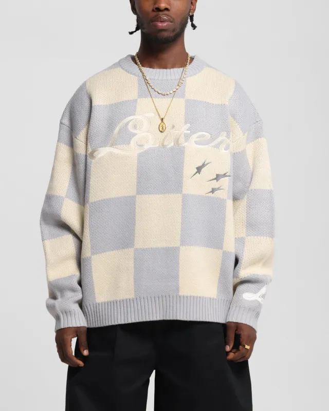 Loiter Checker Knit Sweater Grey/Off White sold by Culture Kings