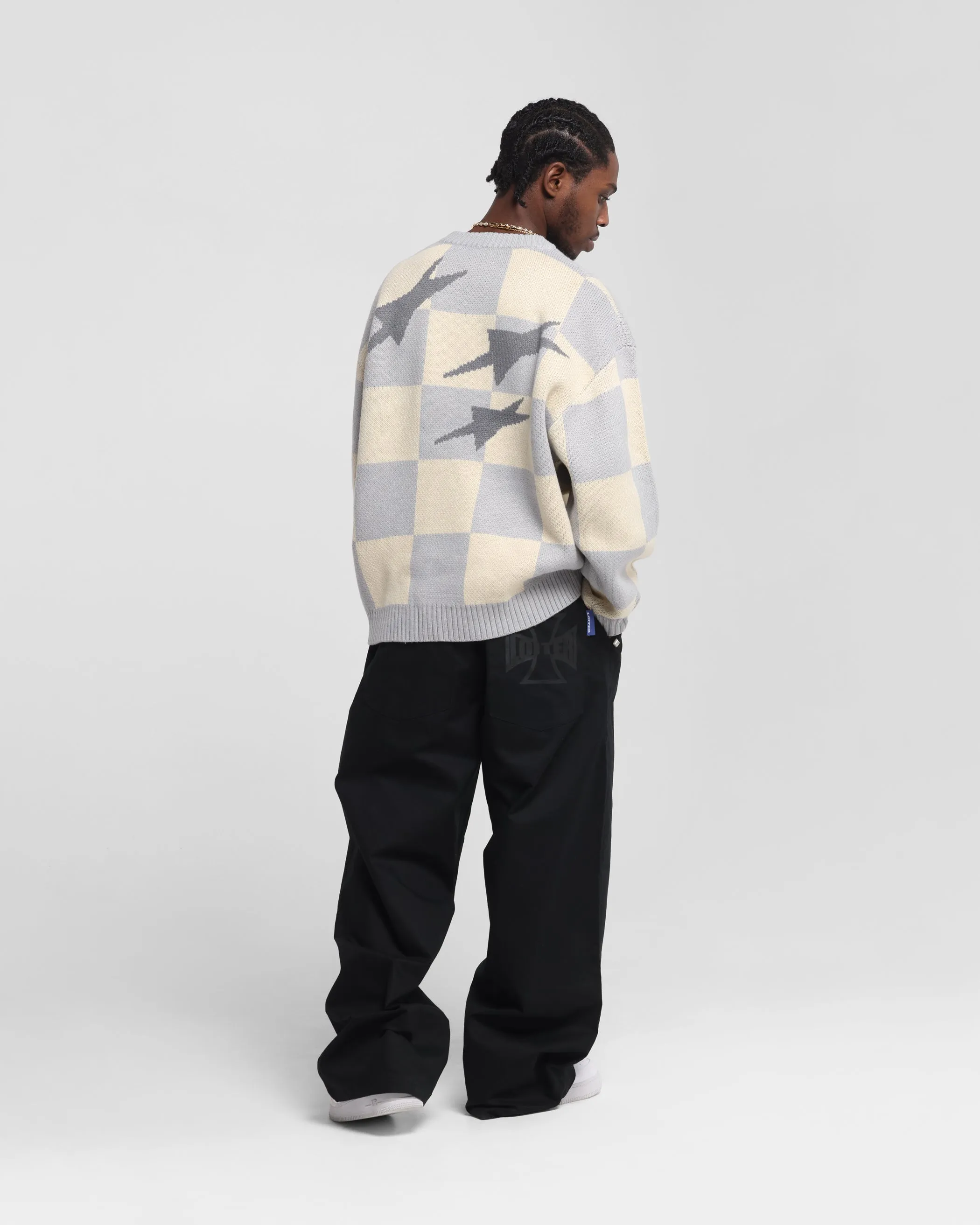 Loiter Checker Knit Sweater Grey/Off White sold by Culture Kings product image thumbnail 4