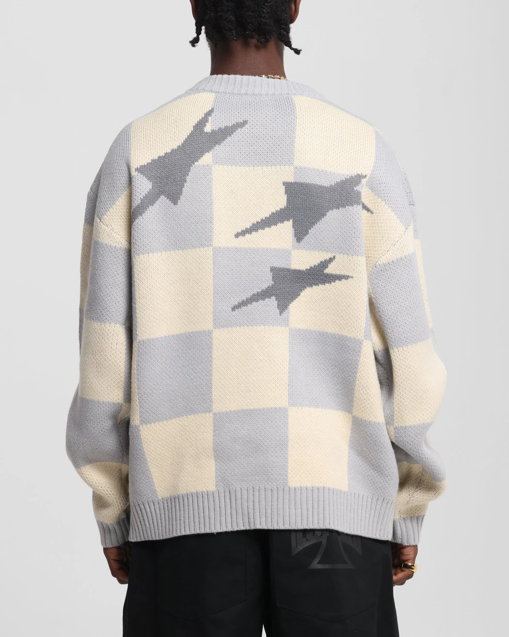 Loiter Checker Knit Sweater Grey/Off White sold by Culture Kings product image thumbnail 2