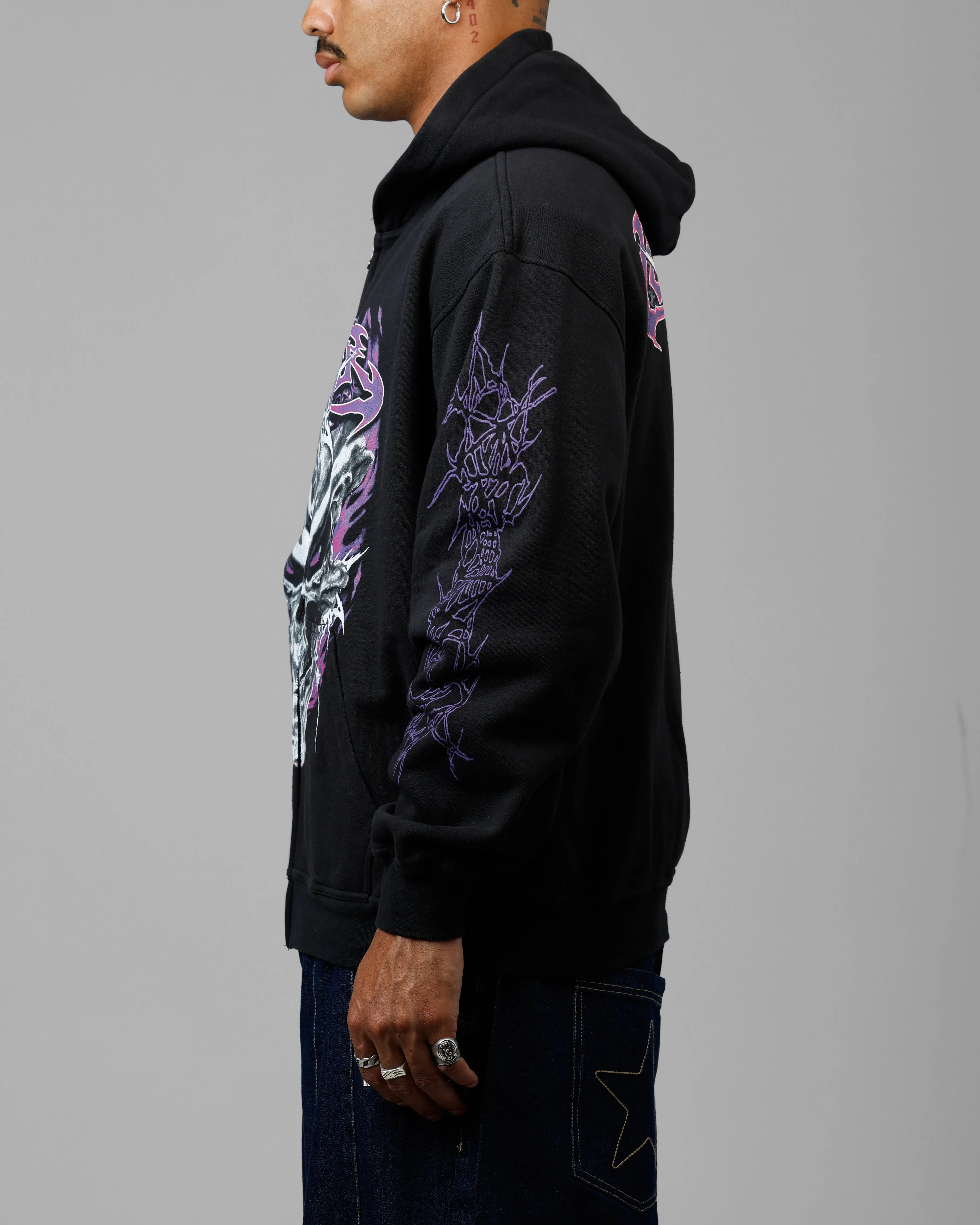 Loiter Tribal Skull Zip Up Hoodie Black sold by Culture Kings product image thumbnail 5