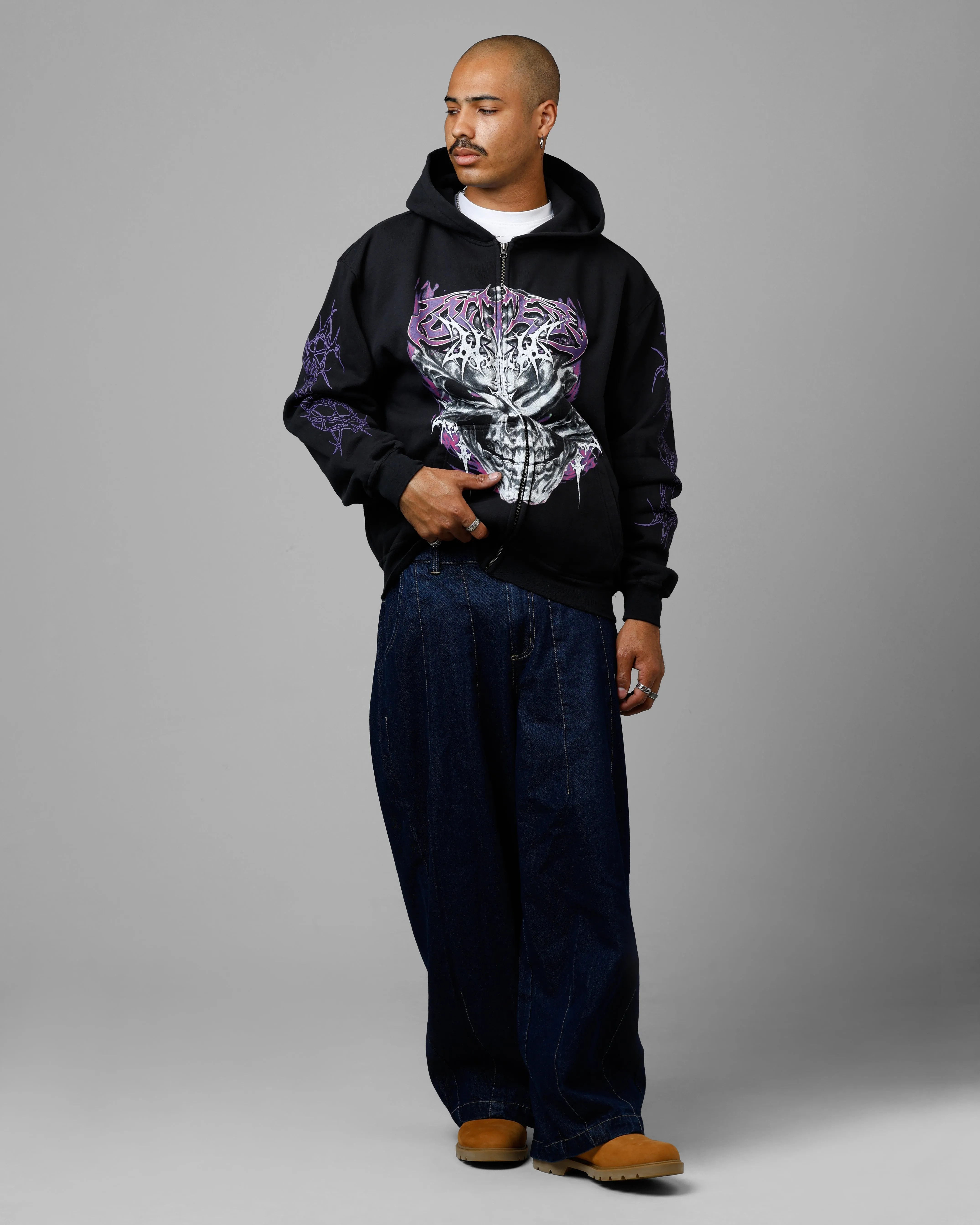 Loiter Tribal Skull Zip Up Hoodie Black sold by Culture Kings product image thumbnail 3