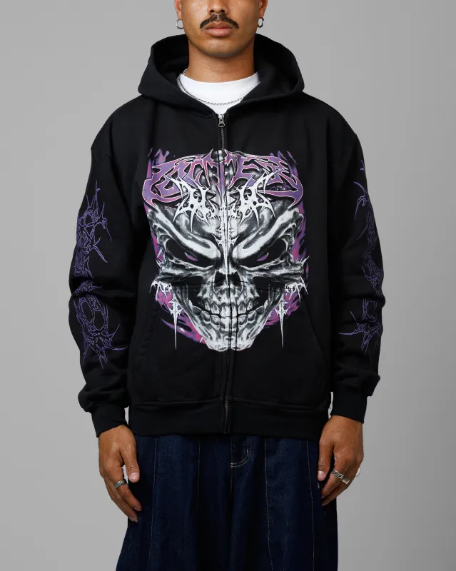 Loiter Tribal Skull Zip Up Hoodie Black sold by Culture Kings