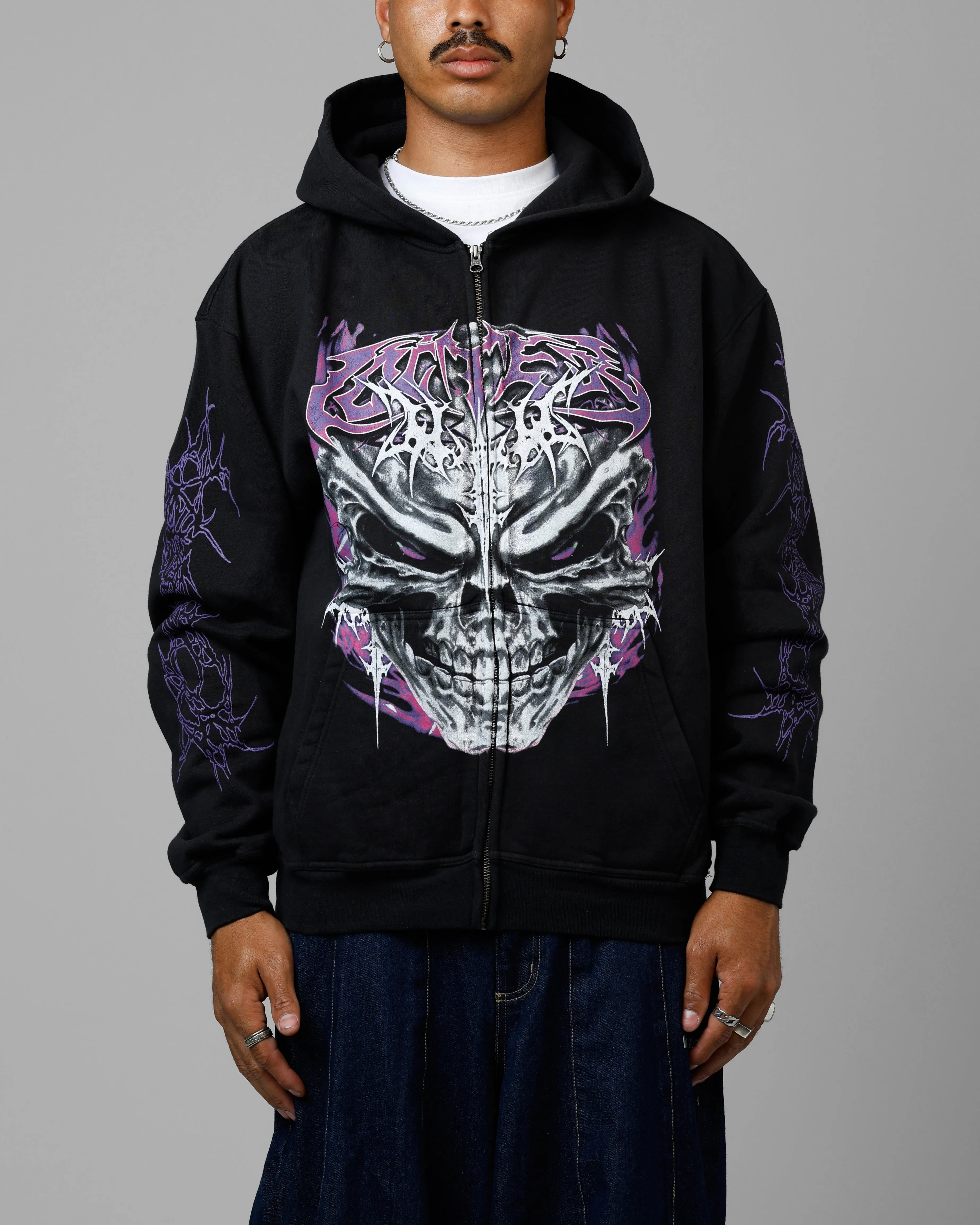 Loiter Tribal Skull Zip Up Hoodie Black sold by Culture Kings
