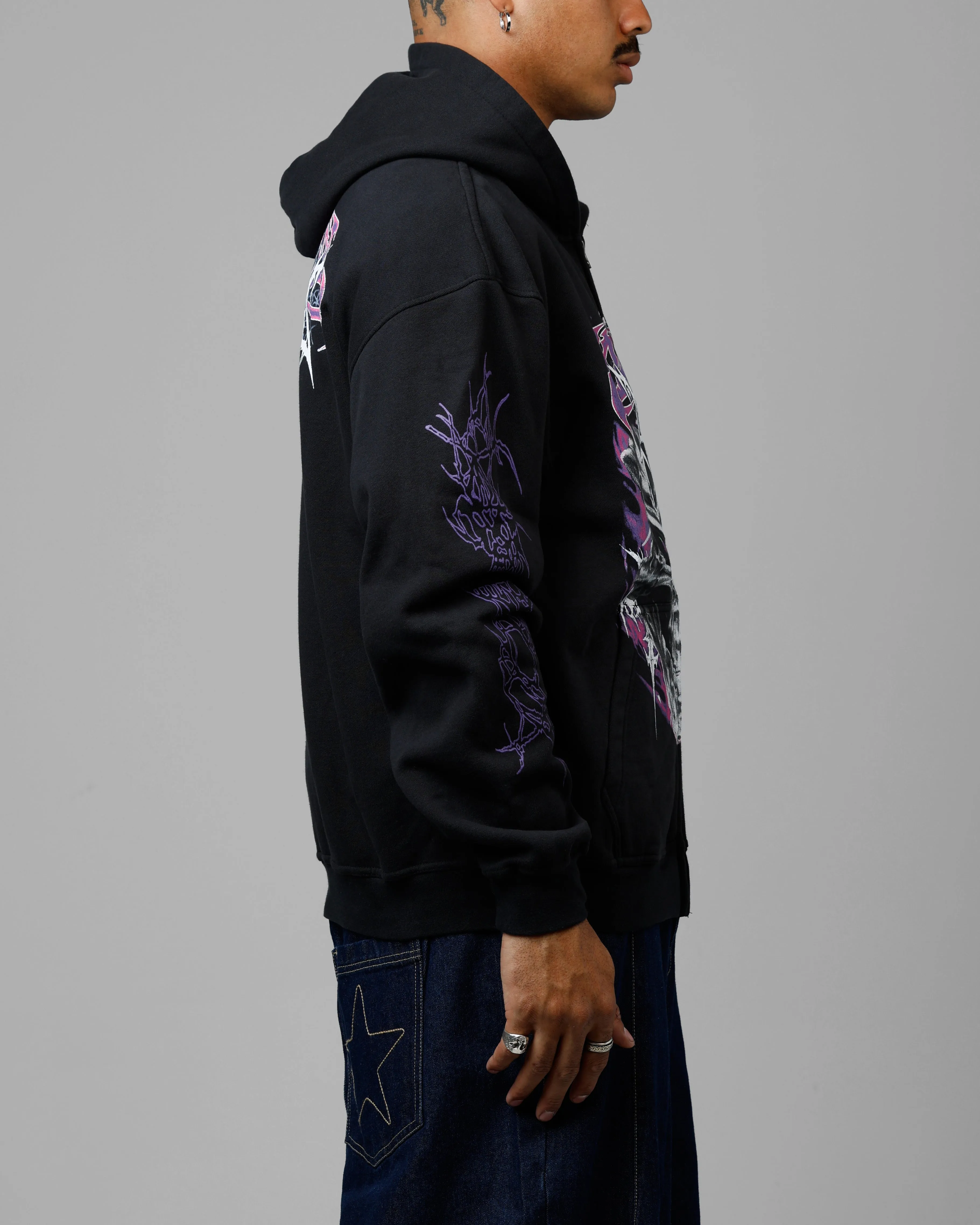 Loiter Tribal Skull Zip Up Hoodie Black sold by Culture Kings product image thumbnail 4