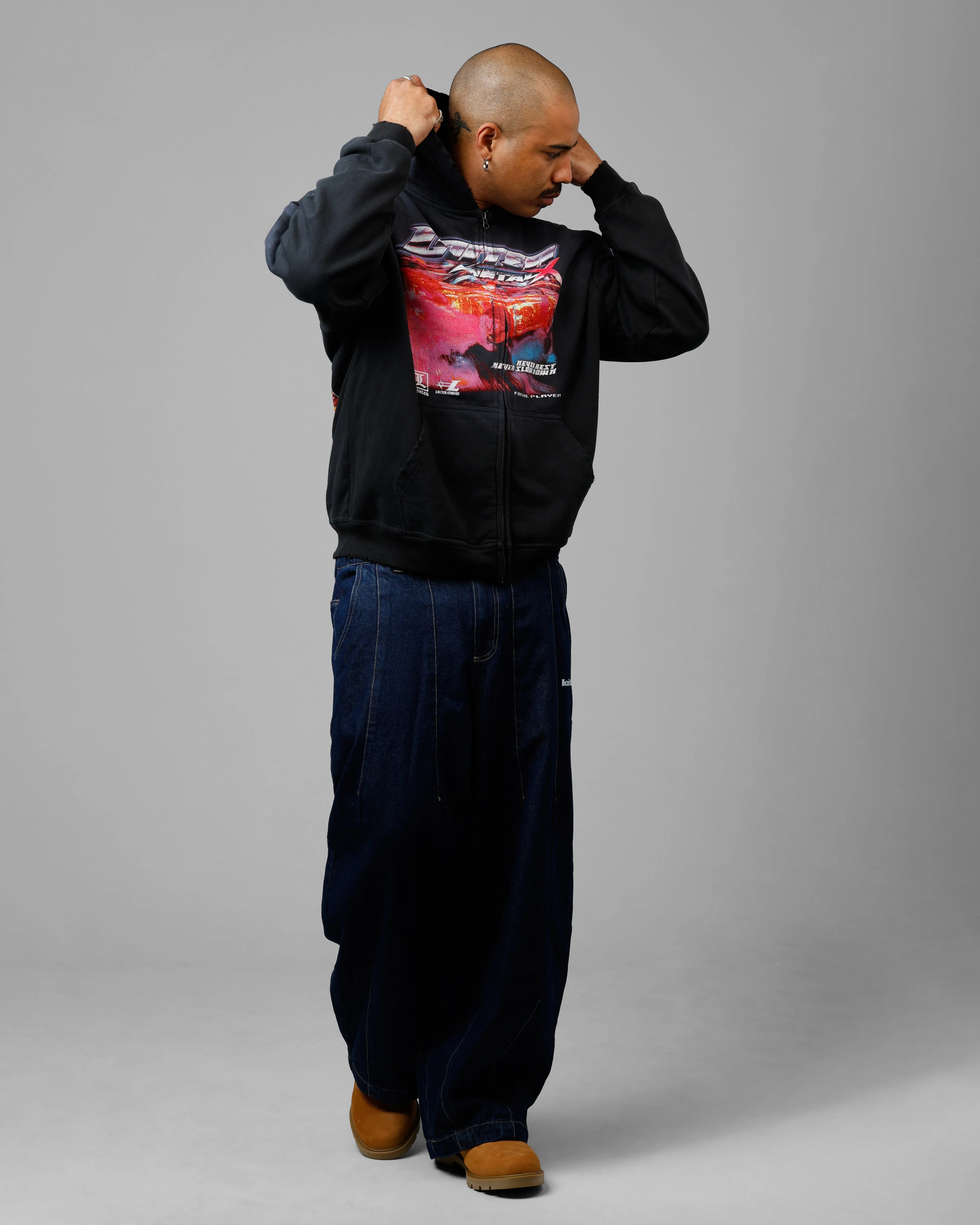 Loiter Speed Vintage Zip Up Hoodie Washed Black sold by Culture Kings product image thumbnail 3