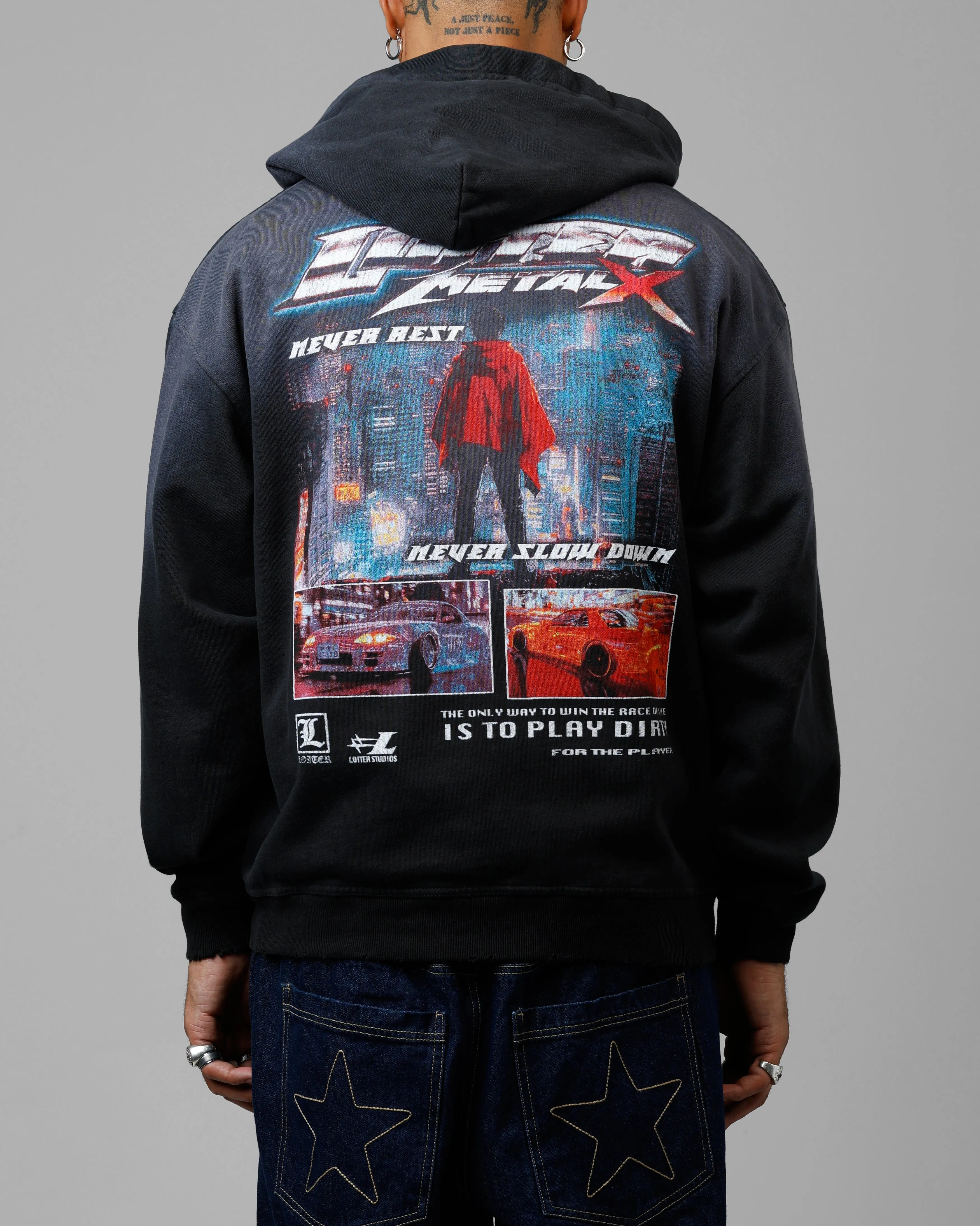 Loiter Speed Vintage Zip Up Hoodie Washed Black sold by Culture Kings product image thumbnail 2