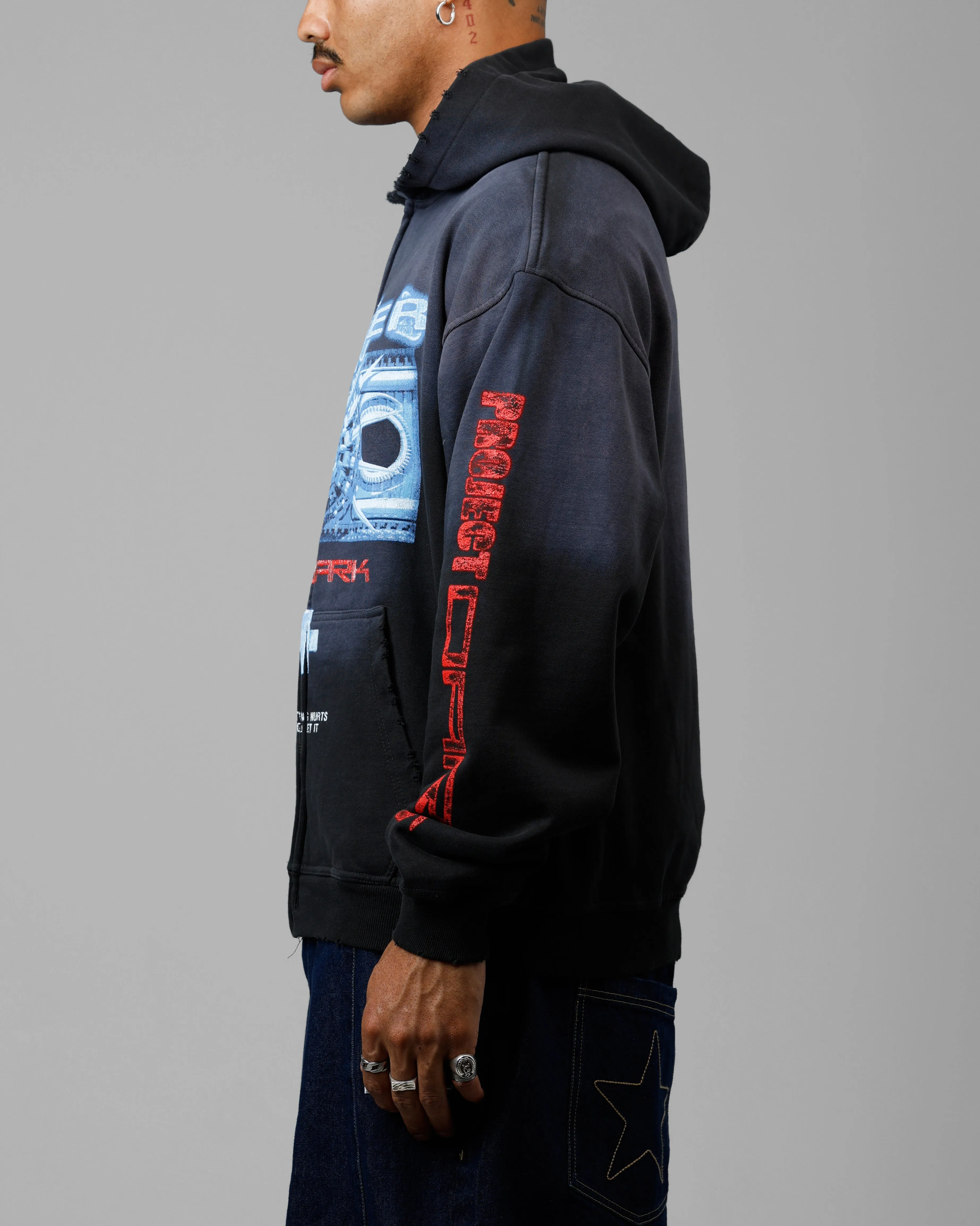 Loiter Void Zip Up Hoodie Washed Black sold by Culture Kings product image thumbnail 5