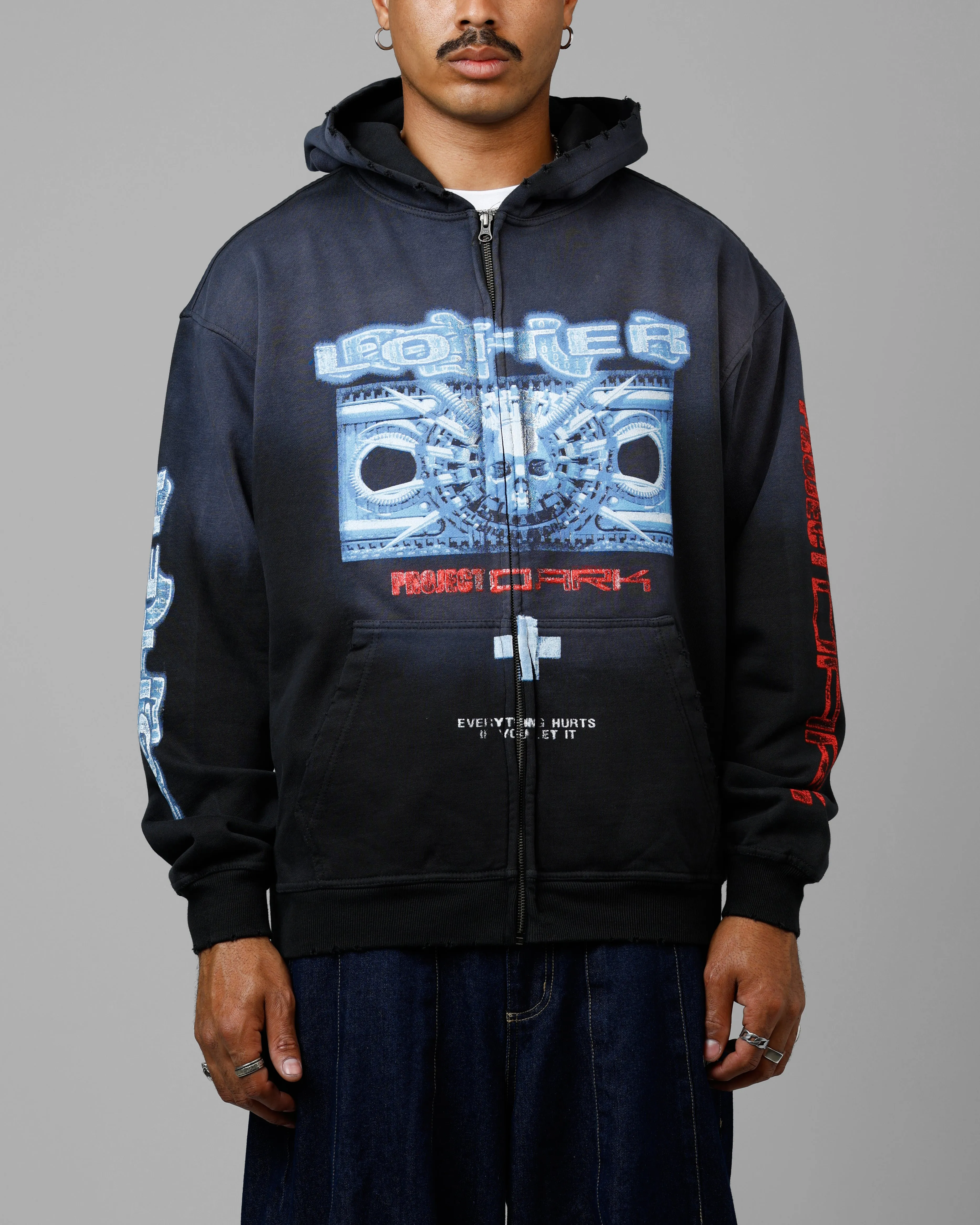 Loiter Void Zip Up Hoodie Washed Black sold by Culture Kings