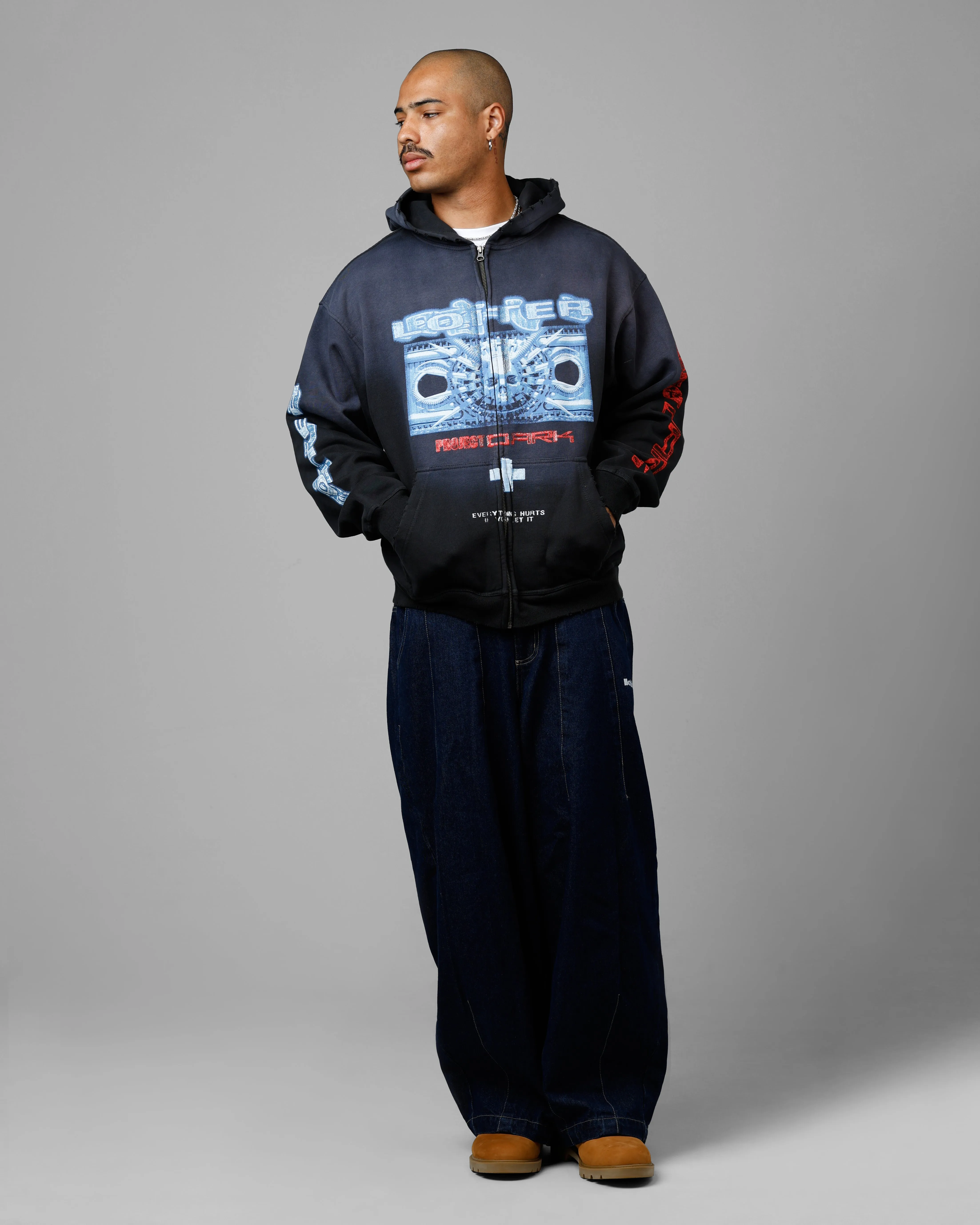 Loiter Void Zip Up Hoodie Washed Black sold by Culture Kings product image thumbnail 3