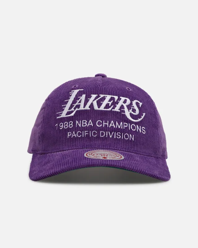 Mitchell & Ness Los Angeles Lakers 'Worldwide' Deadstock Corduroy Snapback Purple sold by Culture Kings