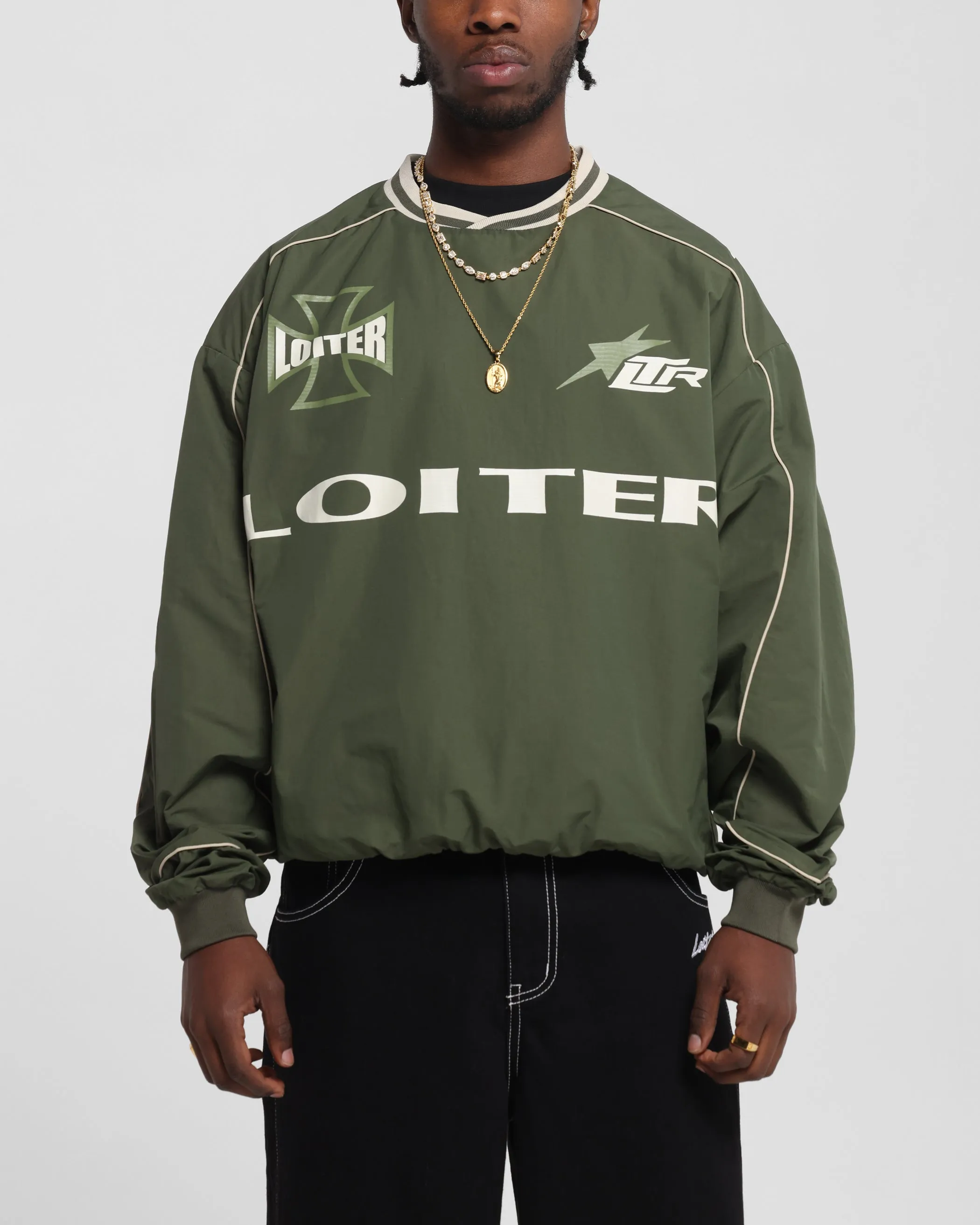 Loiter Racer Nylon Jersey Crewneck Dark Green sold by Culture Kings