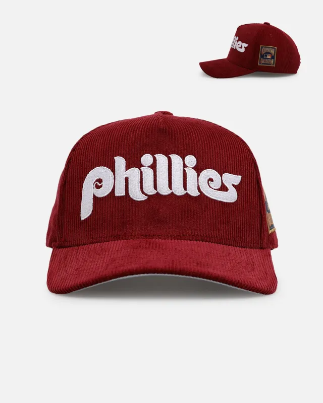 Mitchell & Ness Philadelphia Phillies 'Vintage Cord' Pro Pinch Corduroy Snapback Burgundy sold by Culture Kings