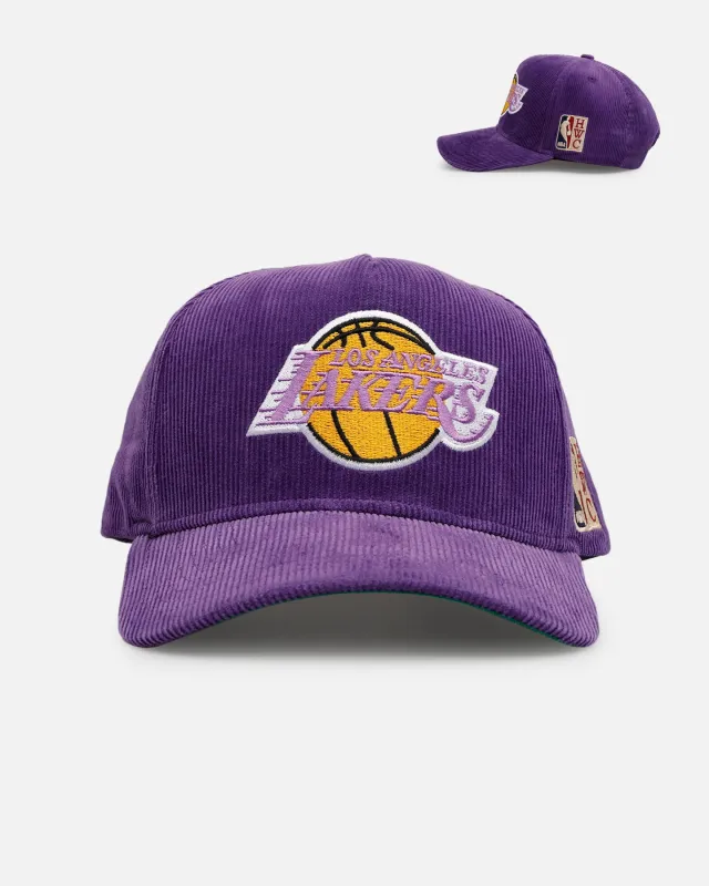 Mitchell & Ness Los Angeles Lakers 'Vintage Cord' Pro Pinch Corduroy Snapback Purple made by Mitchell & Ness