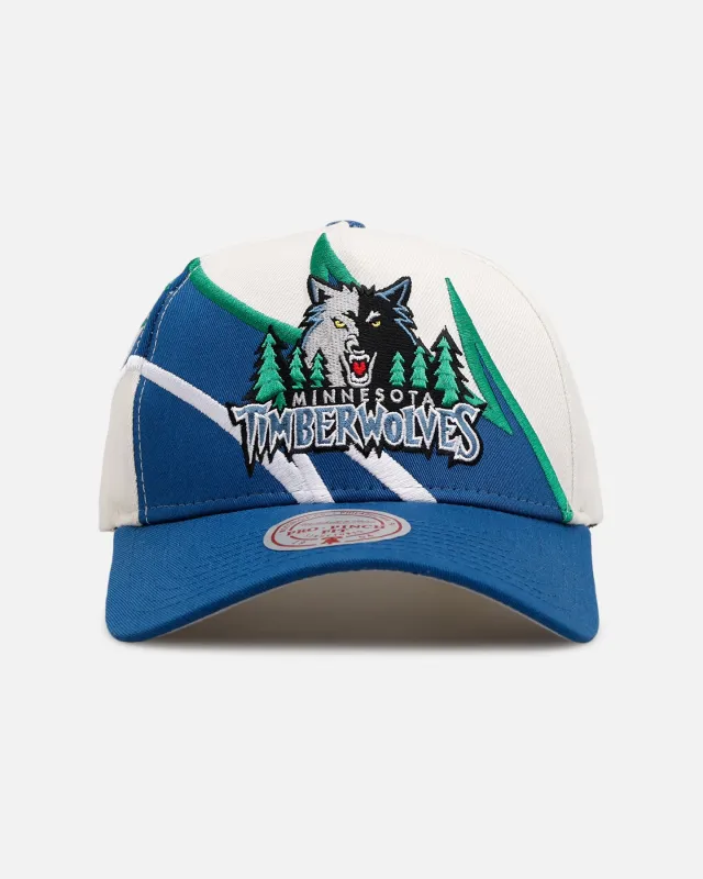 Mitchell & Ness Minnesota Timberwolves 'Shark Tooth' Pro Pinch Snapback Cream/Blue sold by Culture Kings
