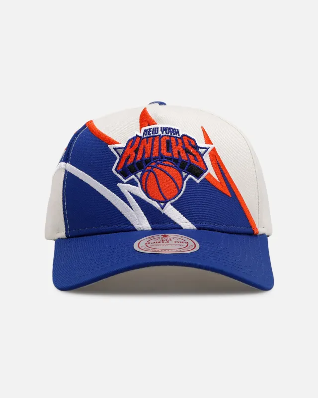 Mitchell & Ness New York Knicks 'Shark Tooth' Pro Pinch Snapback Cream/Blue sold by Culture Kings