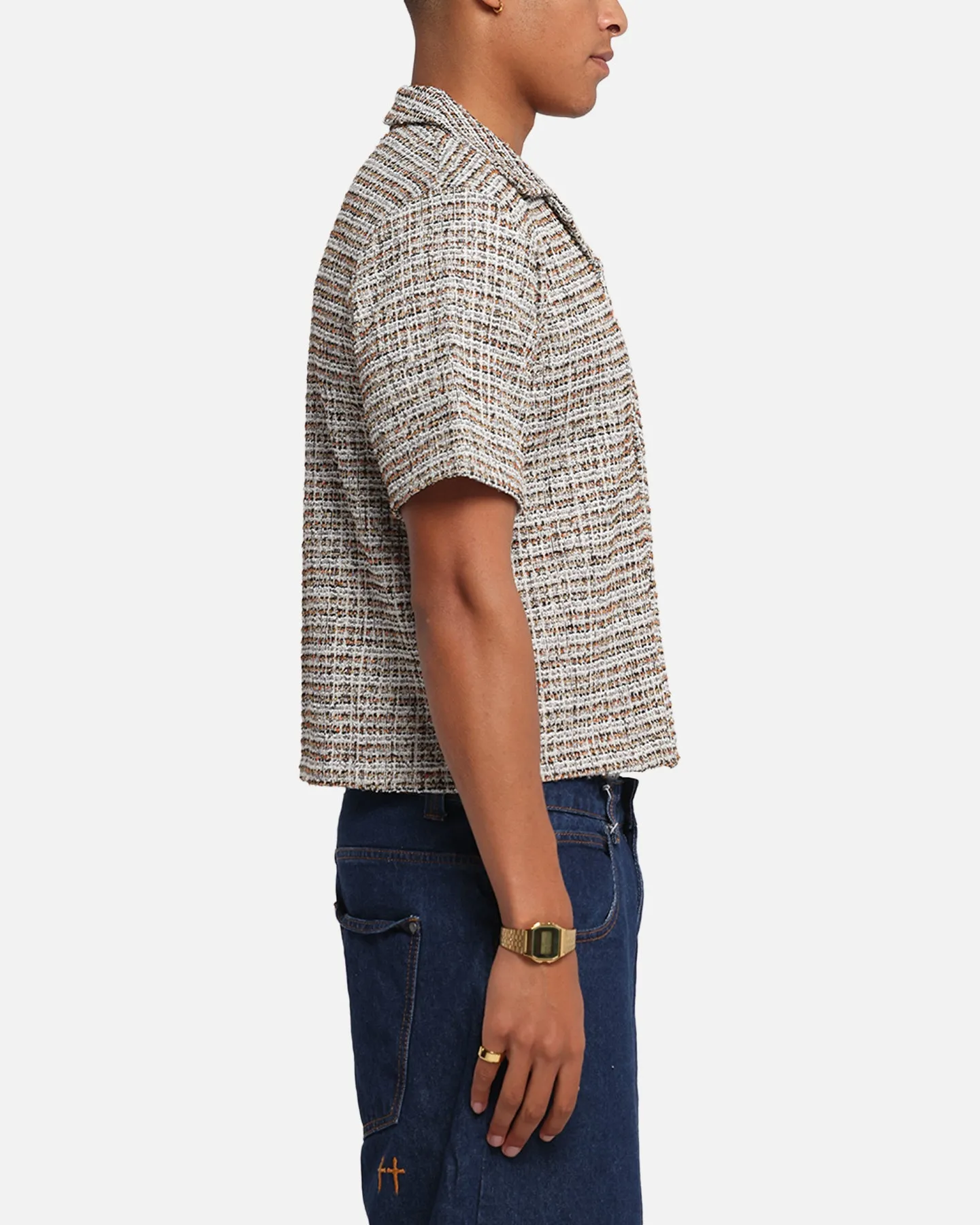 XXIII Boucle Tweed Crop Button Up Shirt Cream/Brown sold by Culture Kings product image thumbnail 4