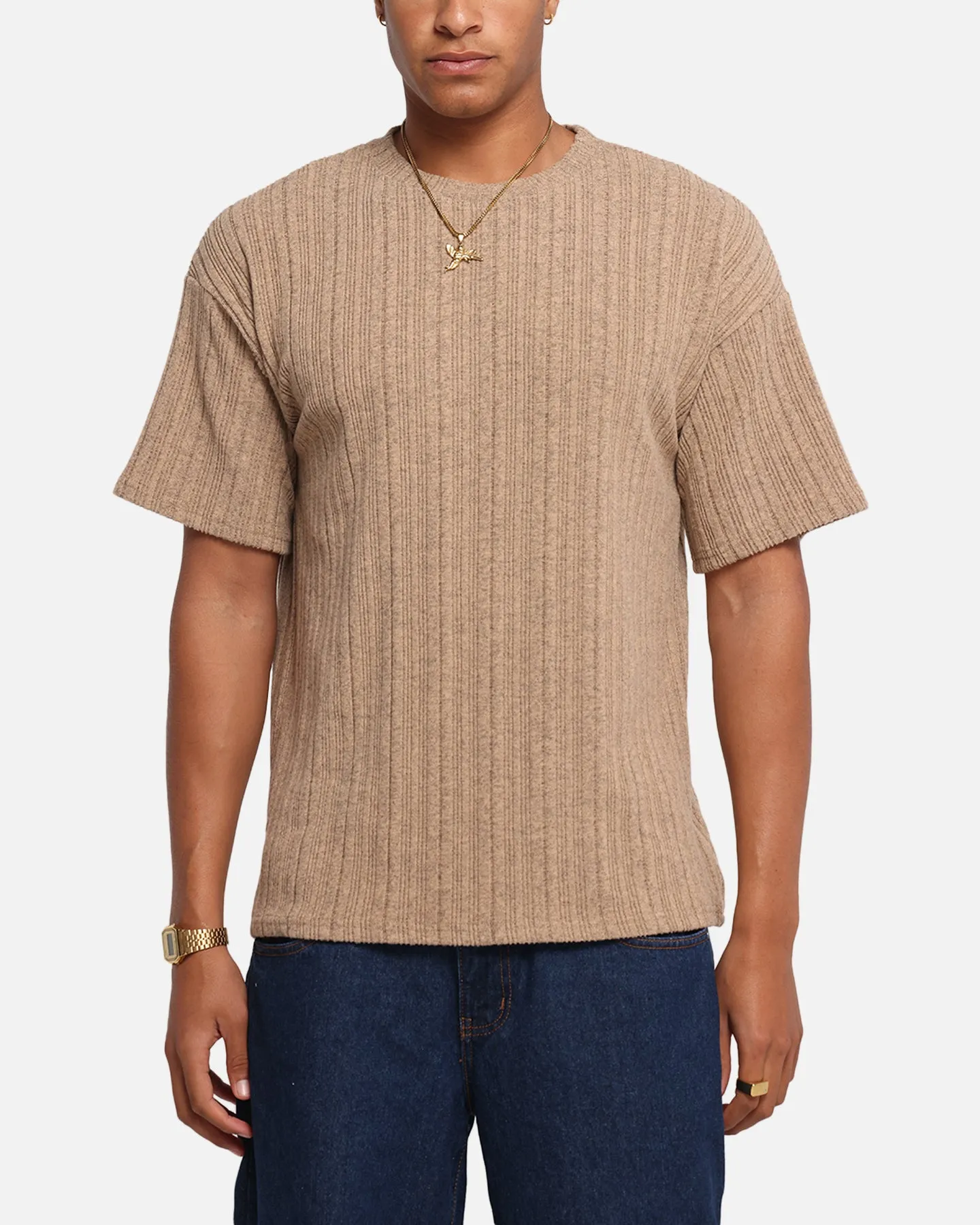 XXIII Rib Knit T-Shirt Tan Marle sold by Culture Kings