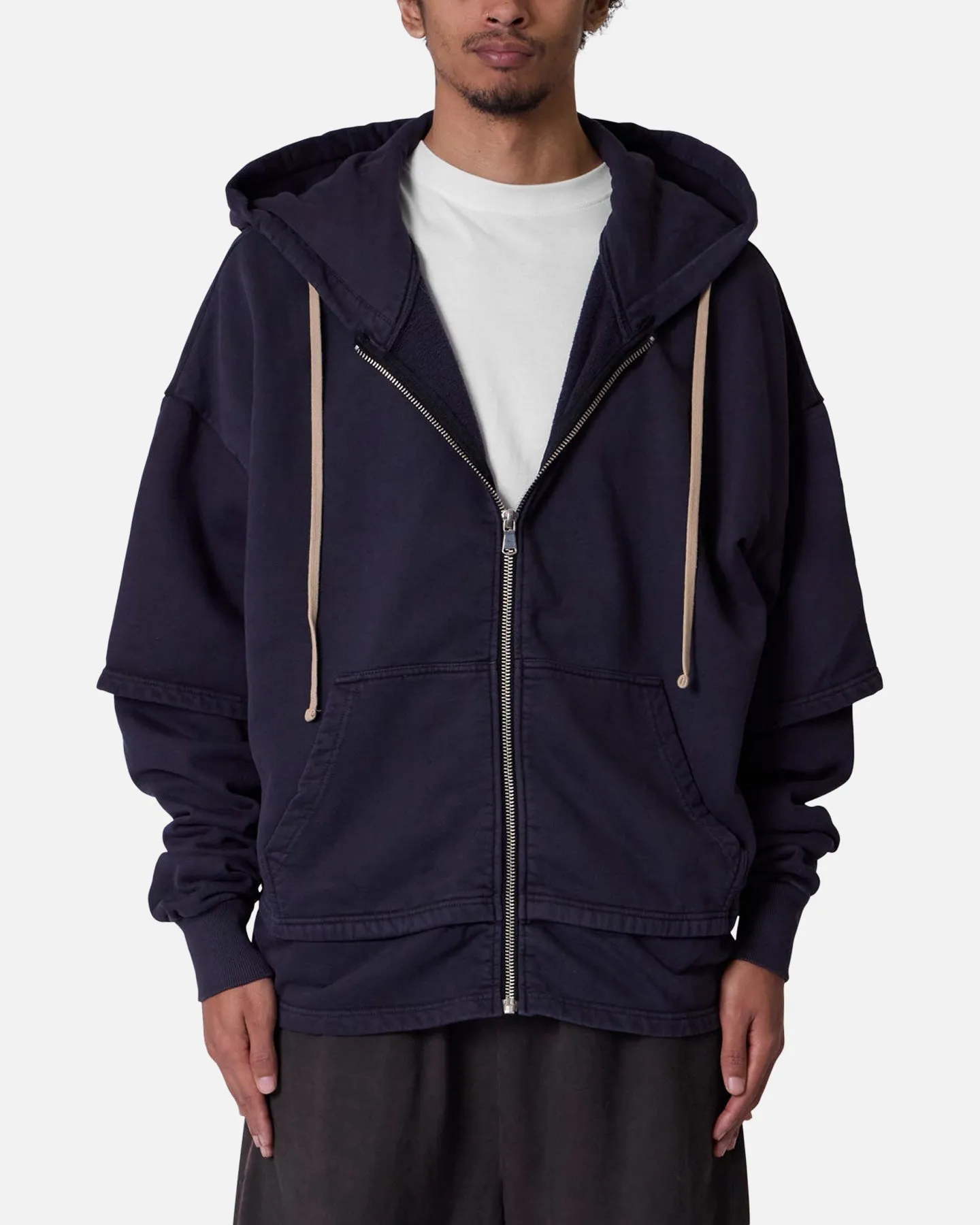 MNML Double Layer Zipper Sweater Washed Black sold by Culture Kings