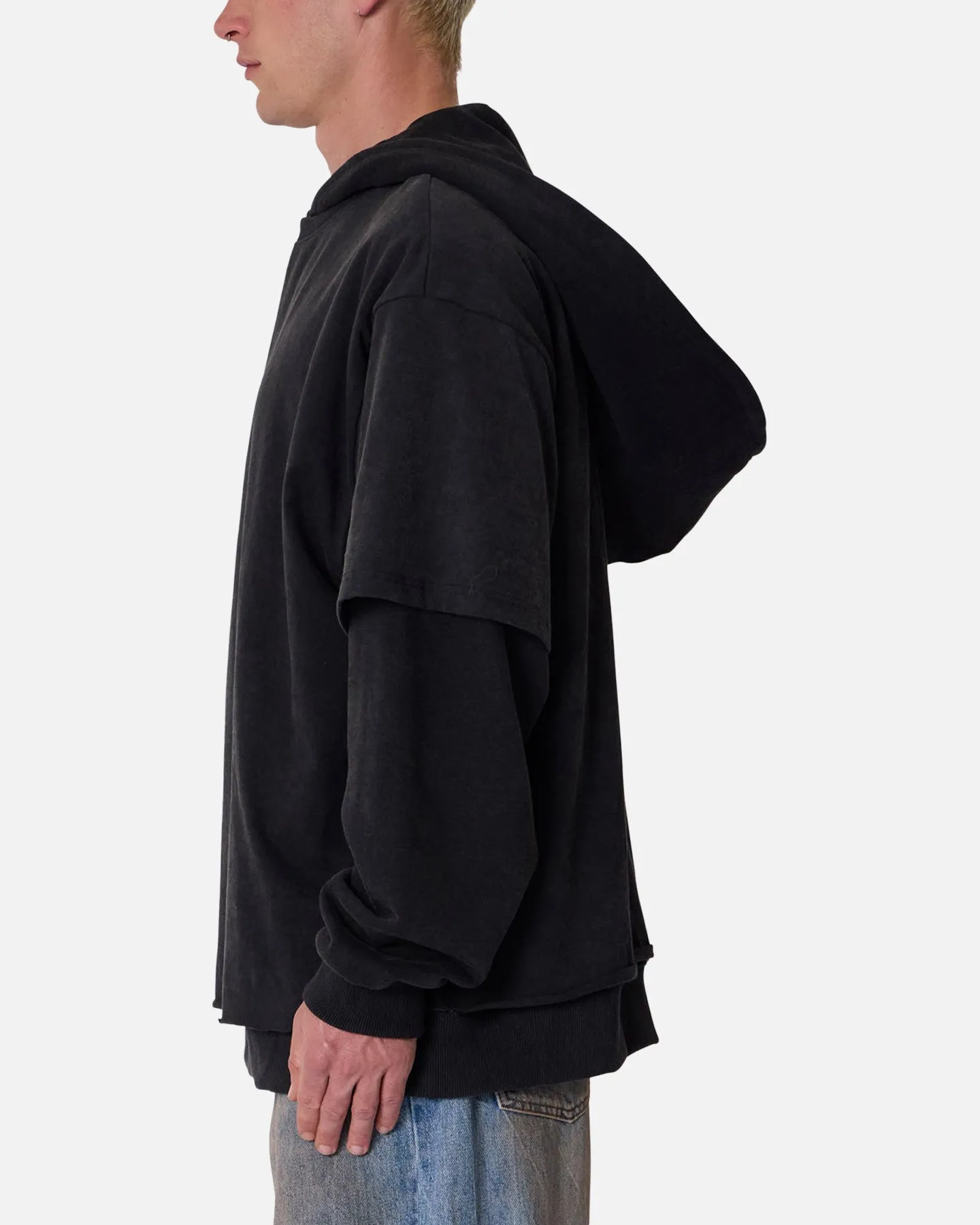 MNML Over Tee Layered Hoodie Washed Black sold by Culture Kings product image thumbnail 4