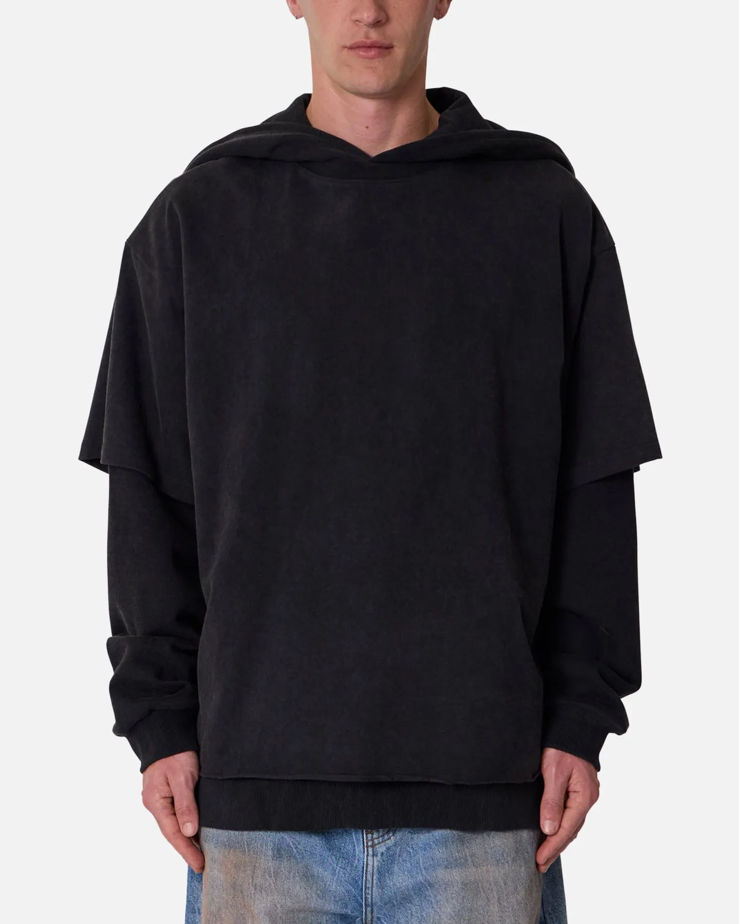 MNML Over Tee Layered Hoodie Washed Black sold by Culture Kings