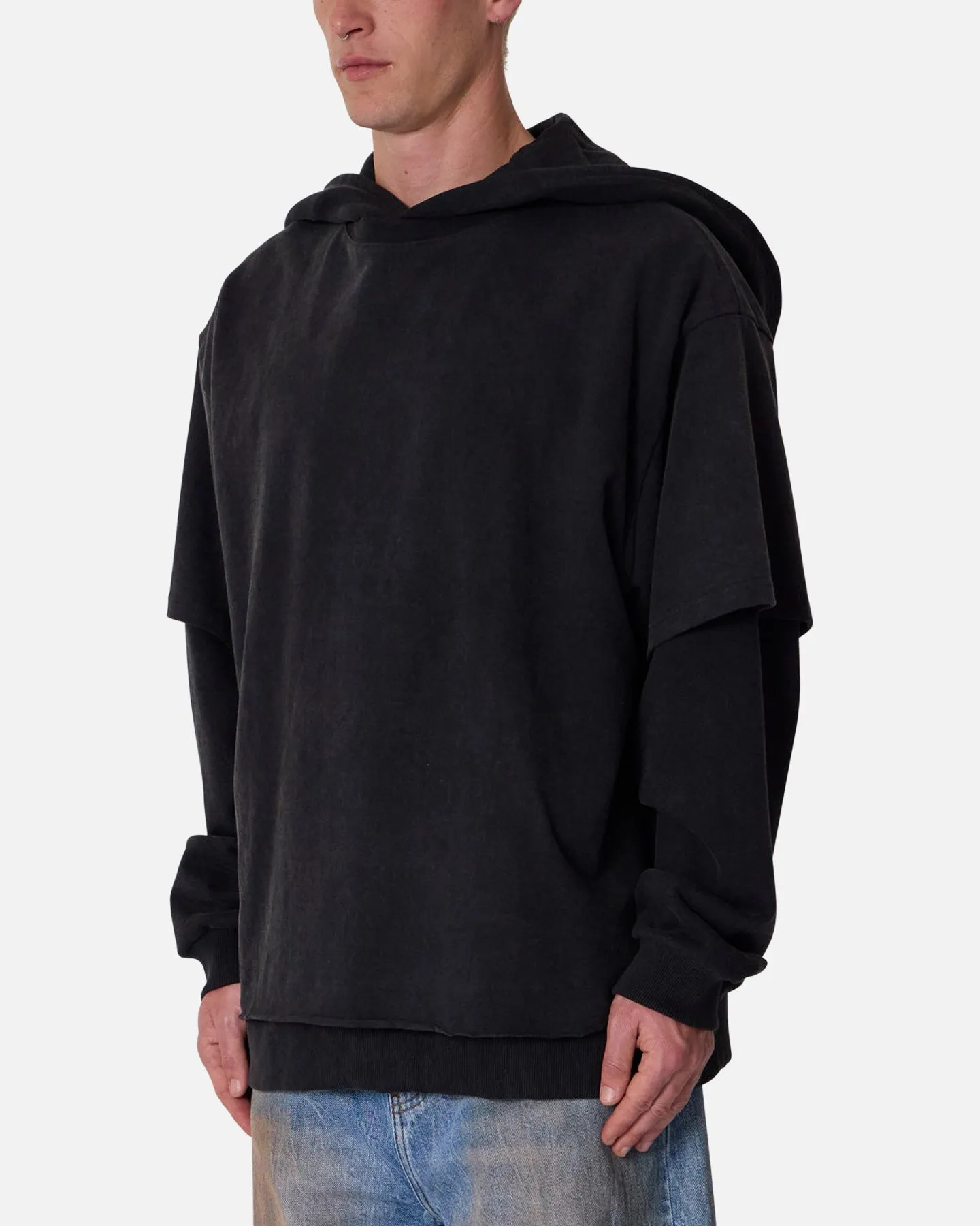 MNML Over Tee Layered Hoodie Washed Black sold by Culture Kings product image thumbnail 3