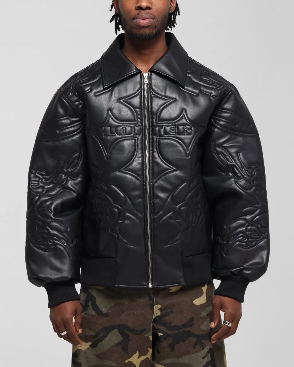 Loiter Fury Leather Jacket Washed Black sold by Culture Kings