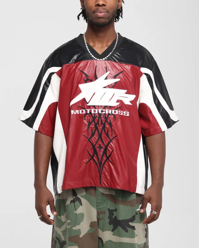 Loiter Vegan Leather Football Top Red/Black sold by Culture Kings