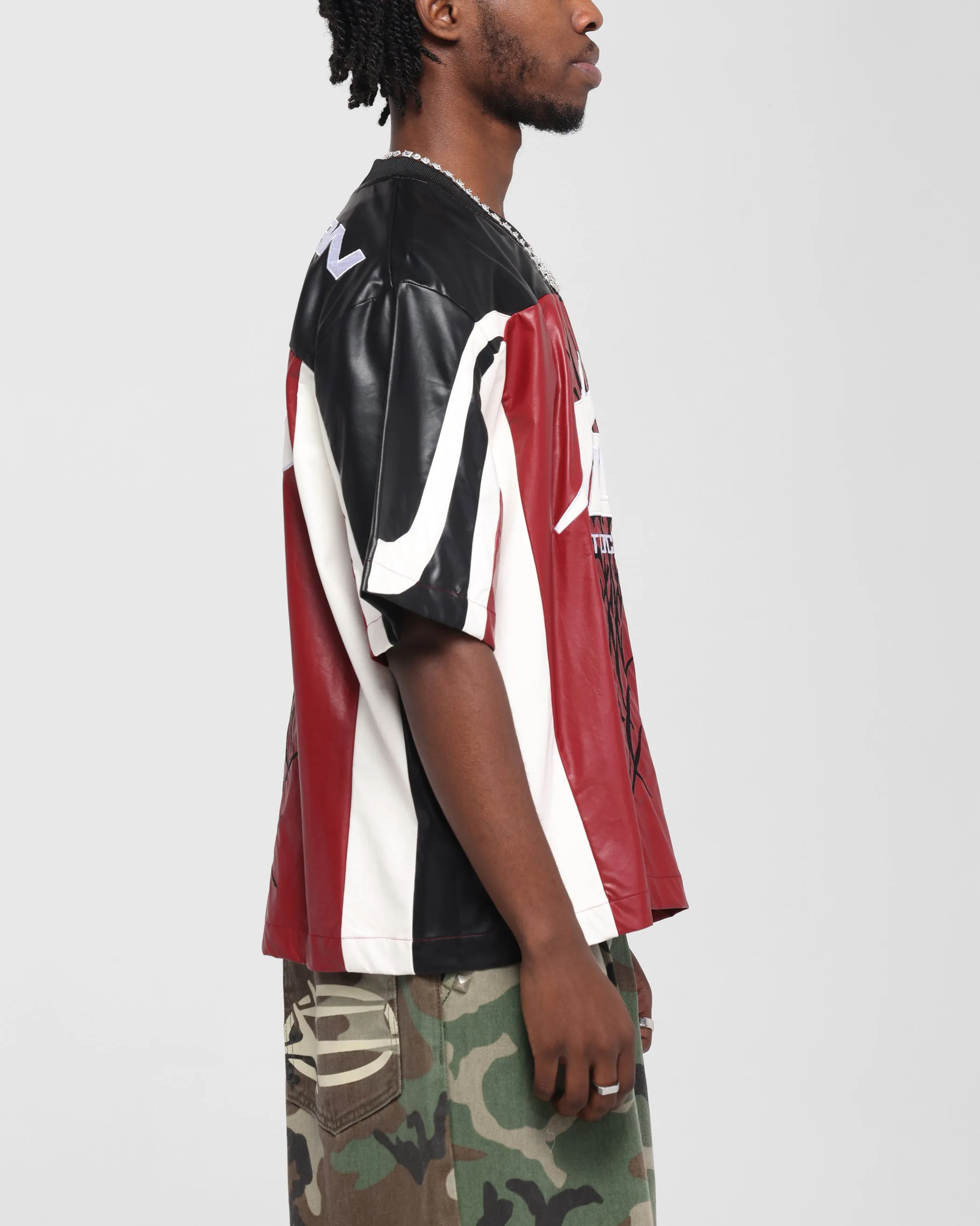 Loiter Vegan Leather Football Top Red/Black sold by Culture Kings product image thumbnail 5