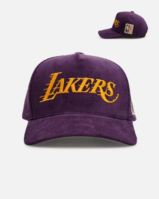 Mitchell & Ness Los Angeles Lakers 'Vintage Cord' Pro Pinch Corduroy Snapback Purple sold by Culture Kings