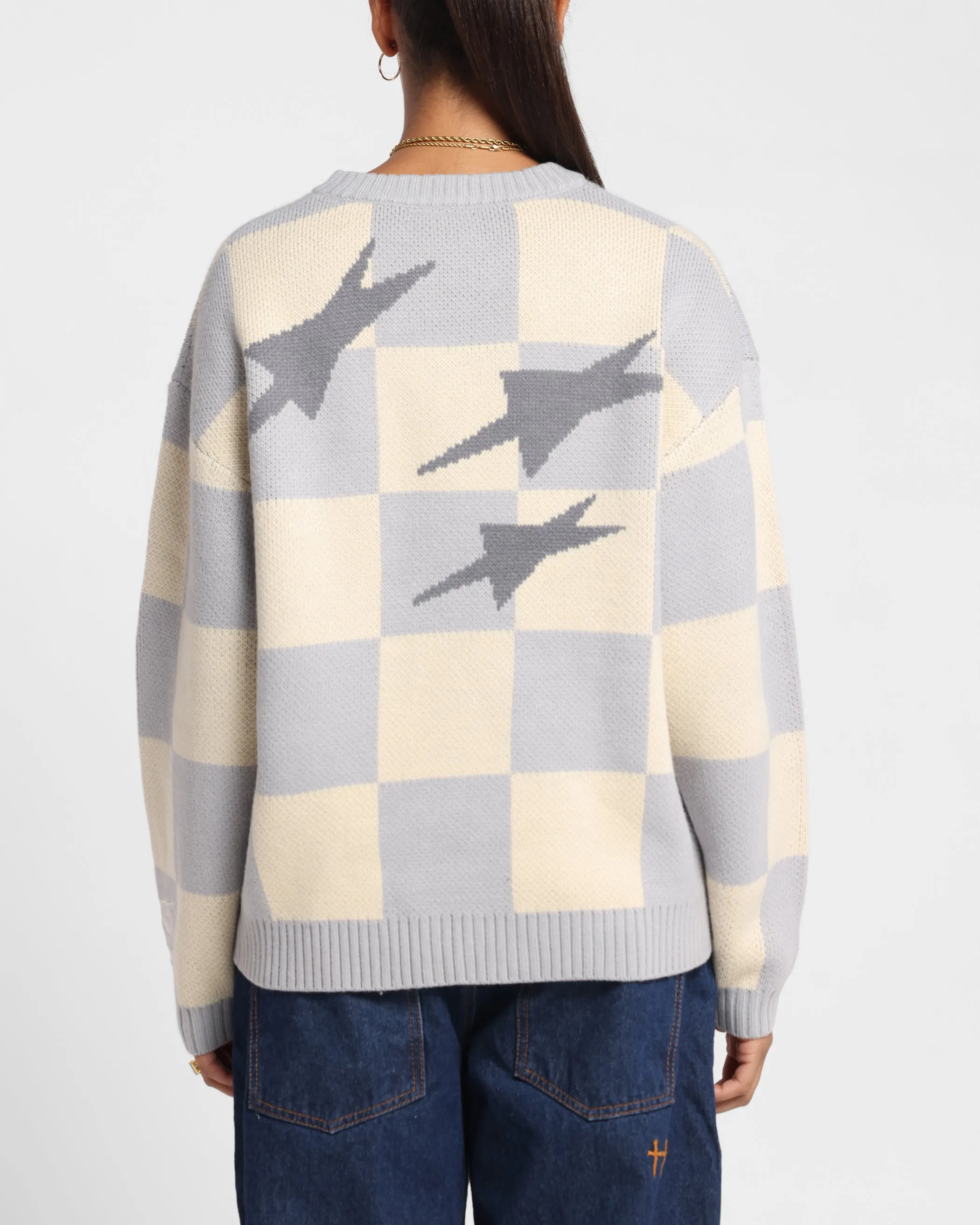 Loiter Checker Knit Sweater Grey/Off White sold by Culture Kings product image thumbnail 2