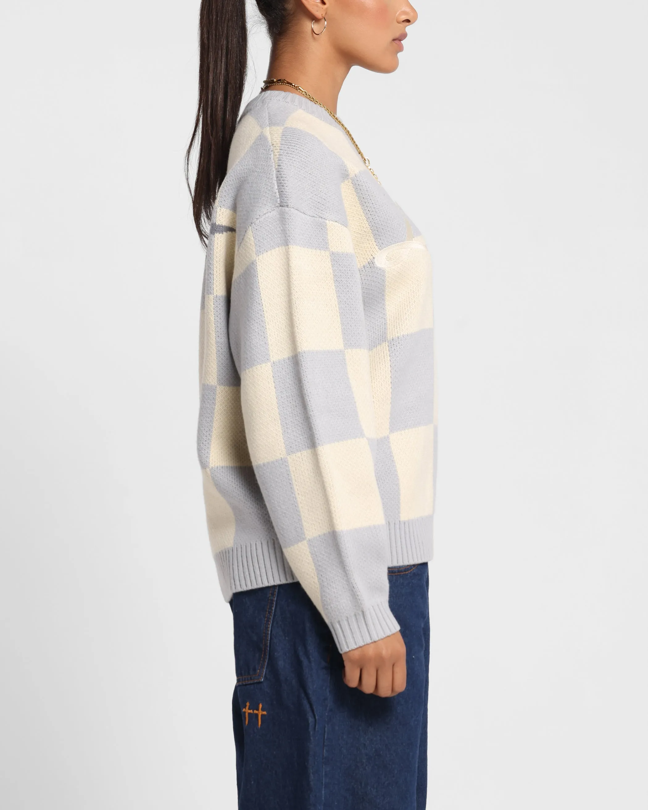 Loiter Checker Knit Sweater Grey/Off White sold by Culture Kings product image thumbnail 5