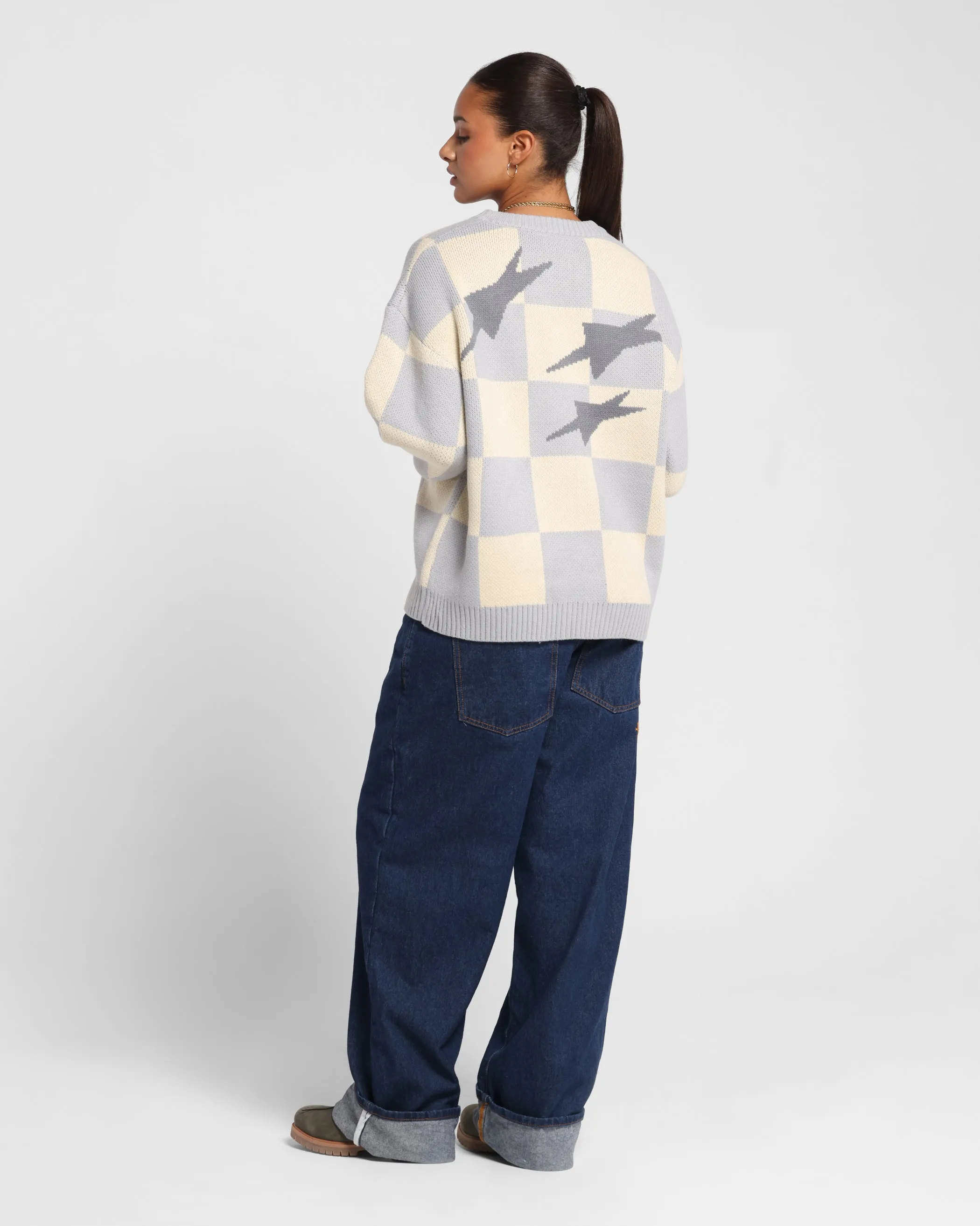 Loiter Checker Knit Sweater Grey/Off White sold by Culture Kings product image thumbnail 4