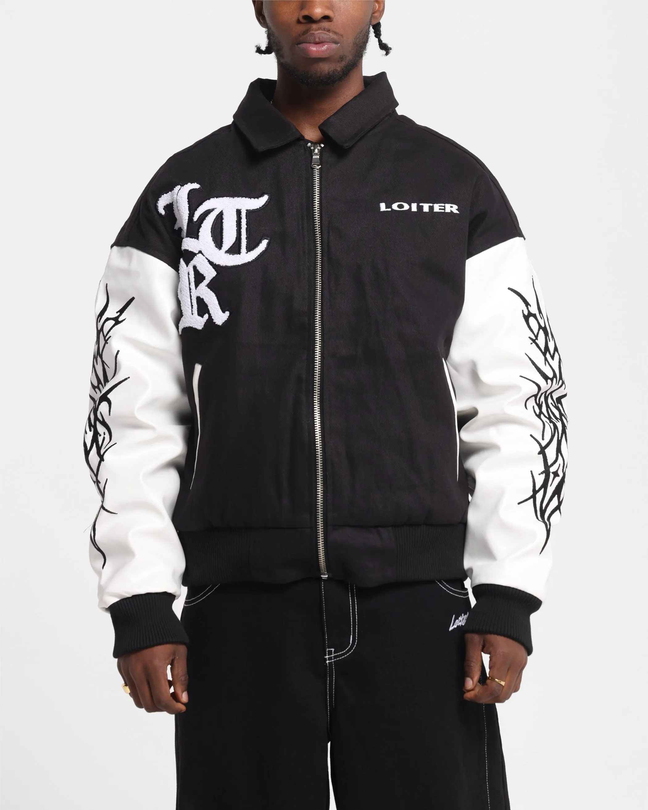 Loiter Cyber Varsity Jacket Black/White sold by Culture Kings