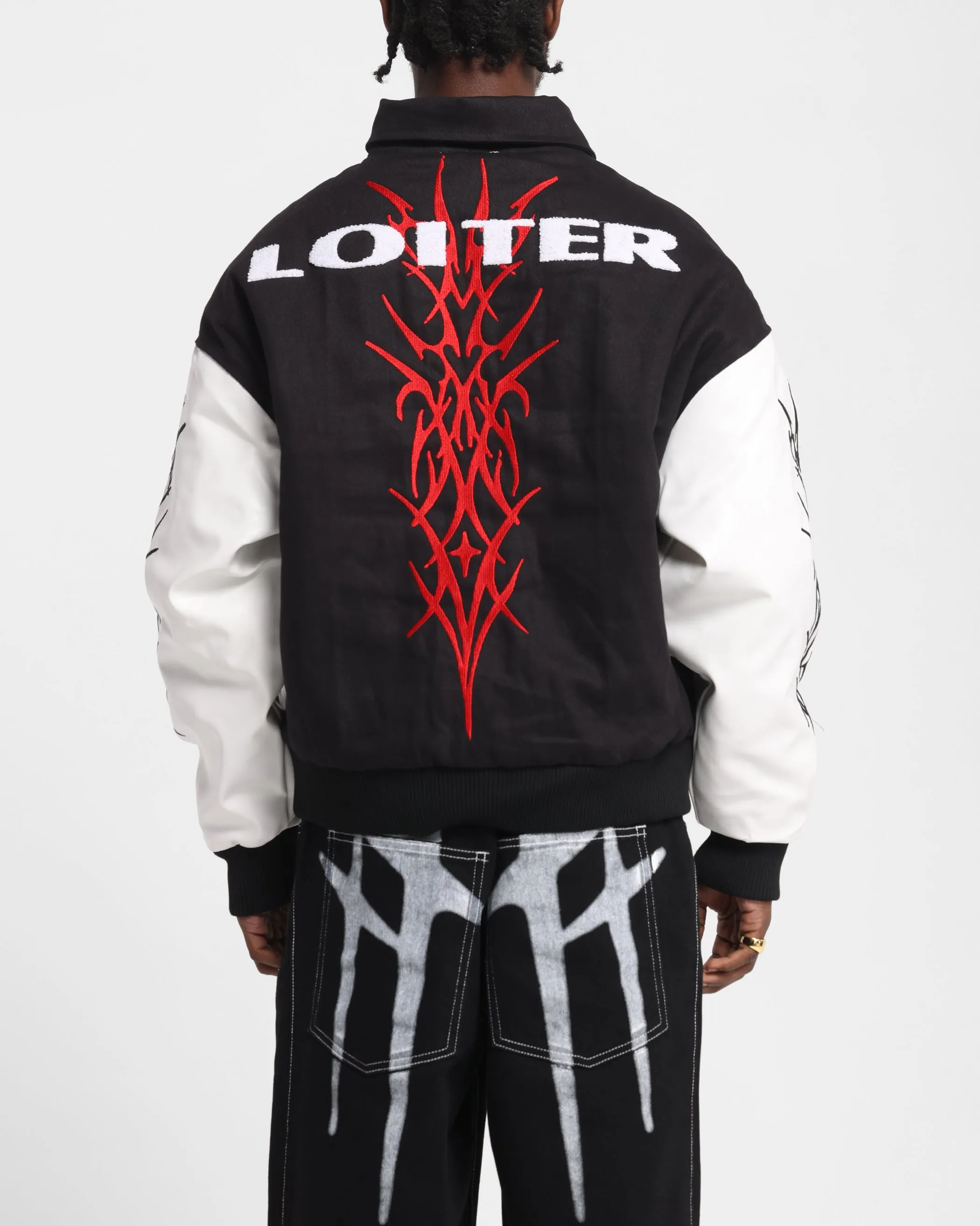 Loiter Cyber Varsity Jacket Black/White sold by Culture Kings product image thumbnail 2