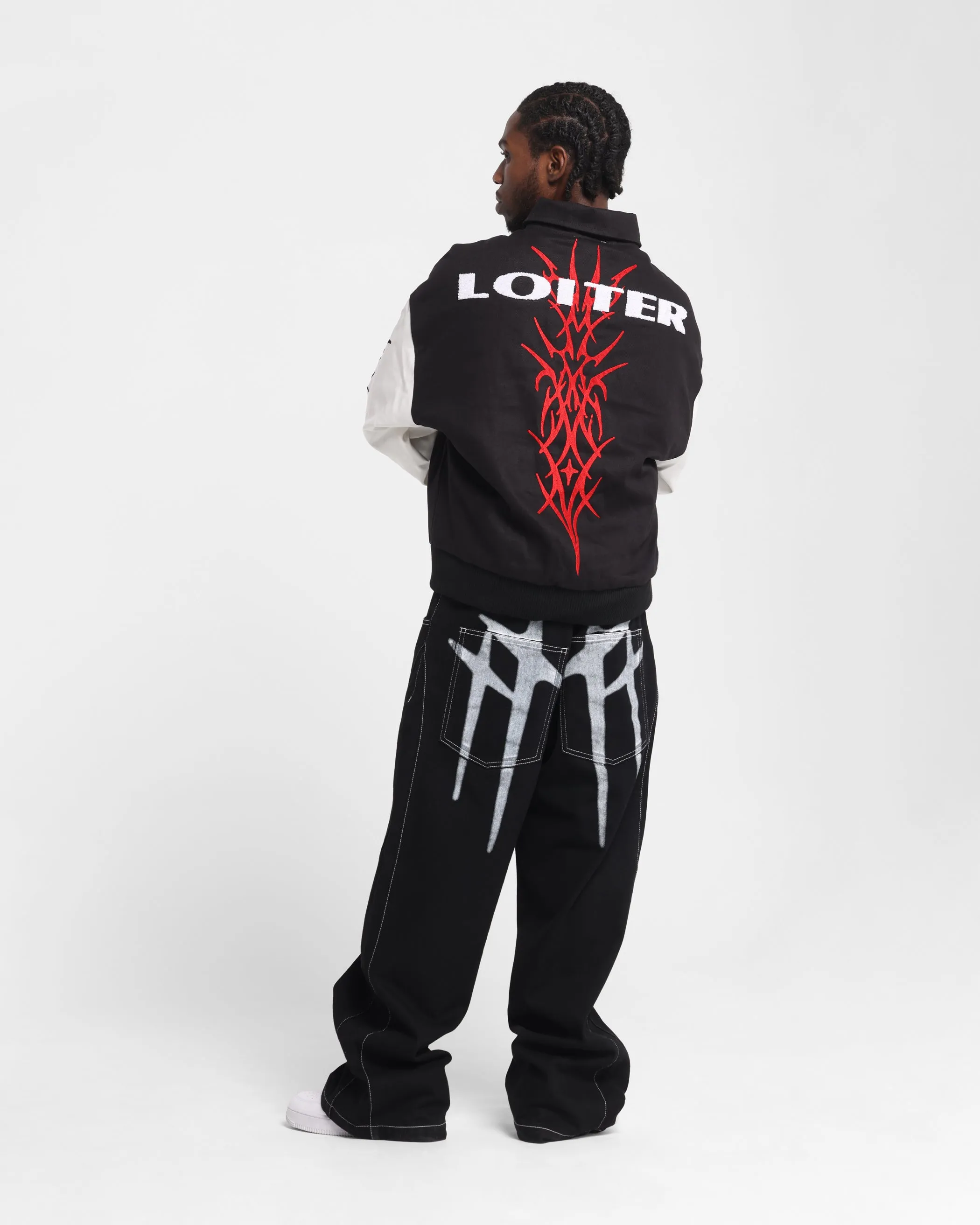 Loiter Cyber Varsity Jacket Black/White sold by Culture Kings product image thumbnail 3